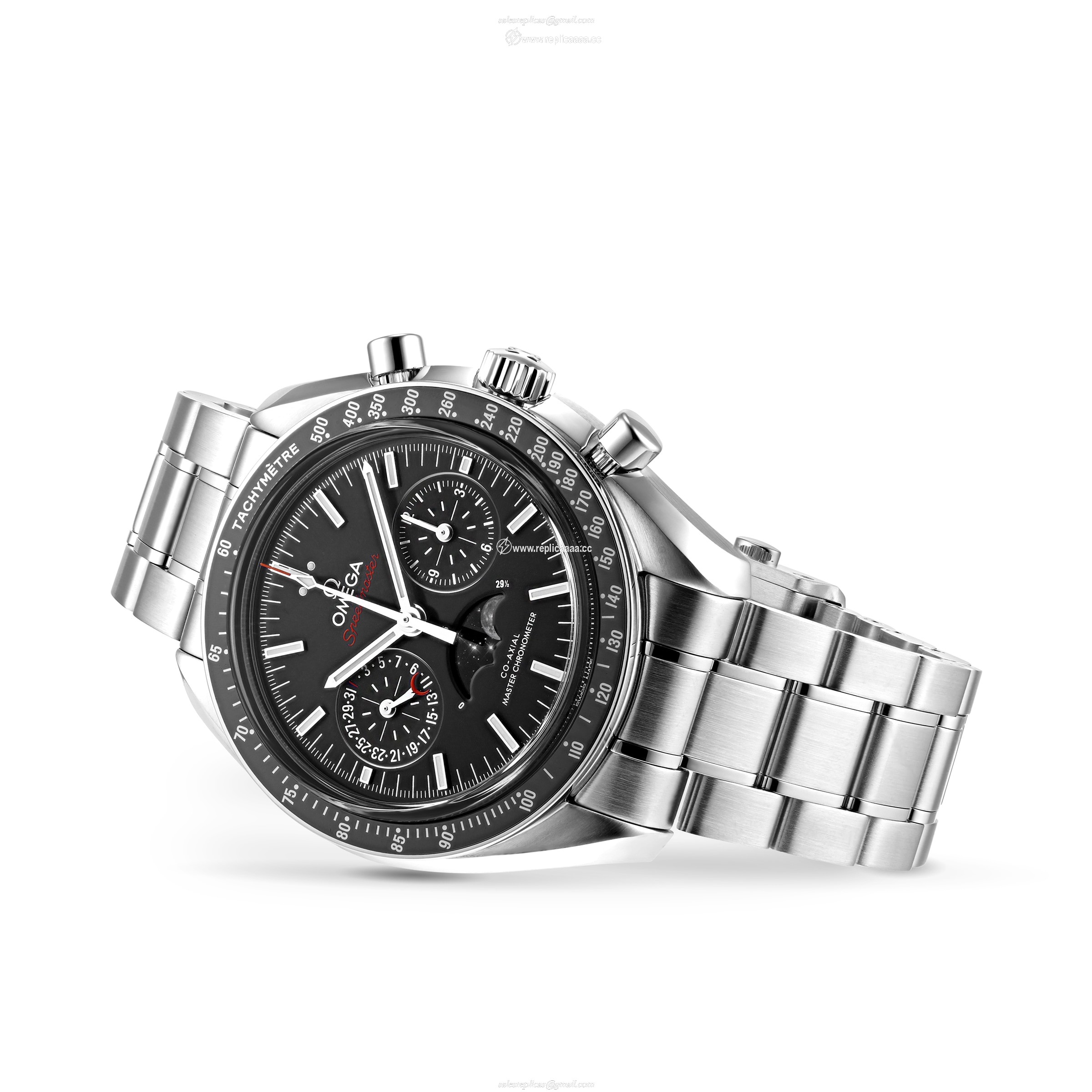 Replica Omega Speedmaster Mens 44.25mm Co-Axial Automatic Moonphase details O30430445201001