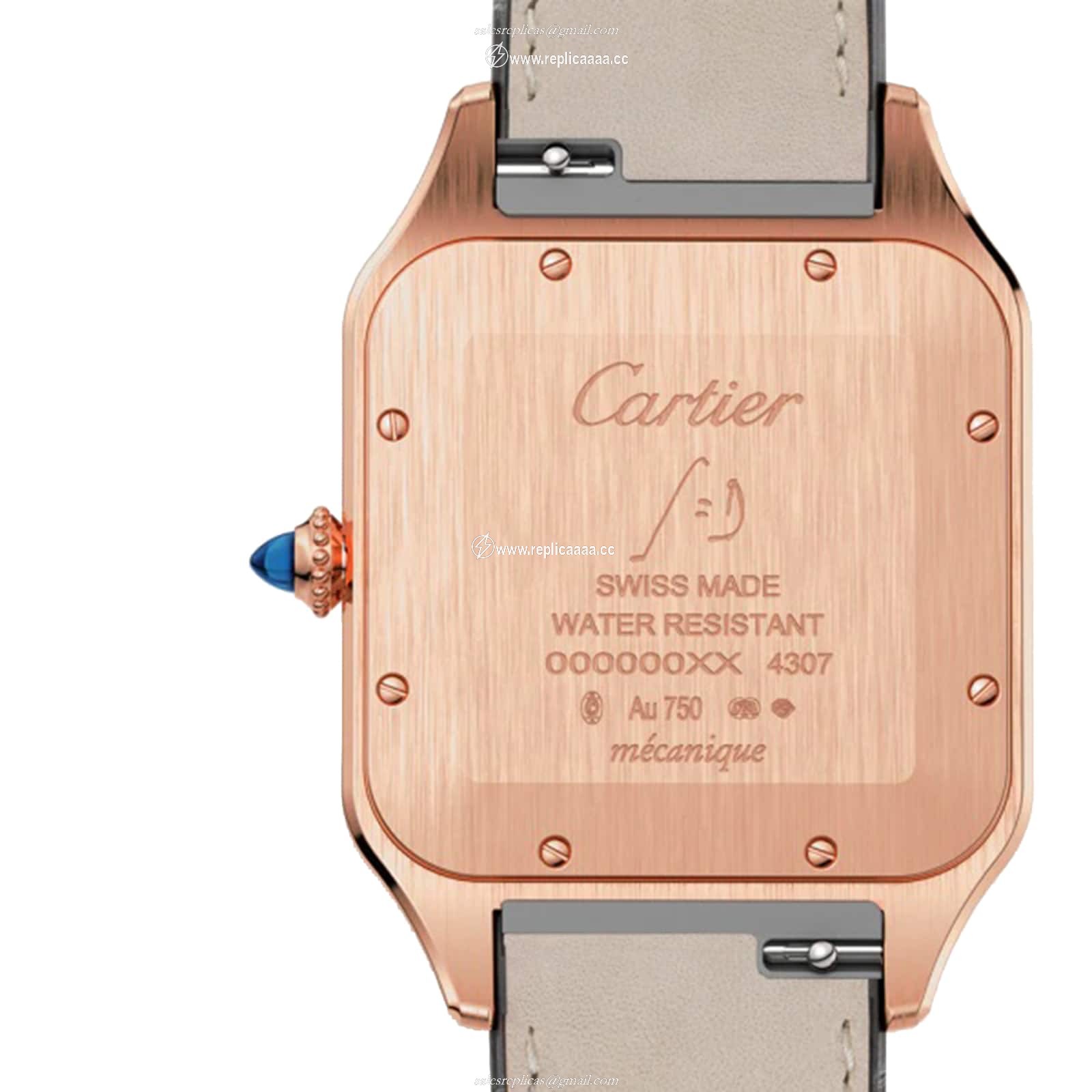Replica Cartier Santos-Dumont details Extra-Large Model Rose Gold Leather Strap WGSA0032