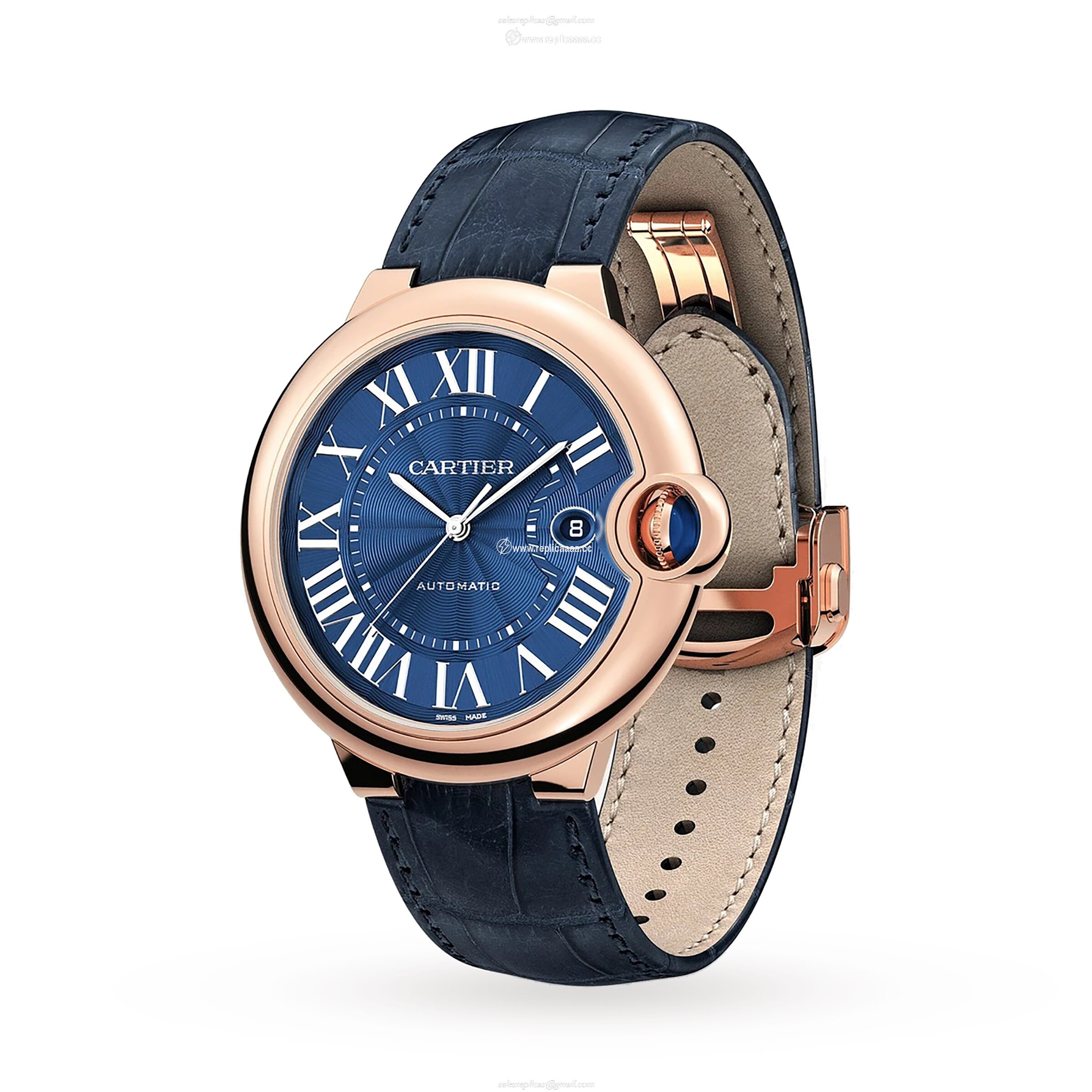 Replica Cartier Ballon Bleu de details 42 mm 18K rose gold leather WGBB0036 2 Replica Cartier Ballon Bleu de details 42 mm 18K rose gold leather WGBB0036