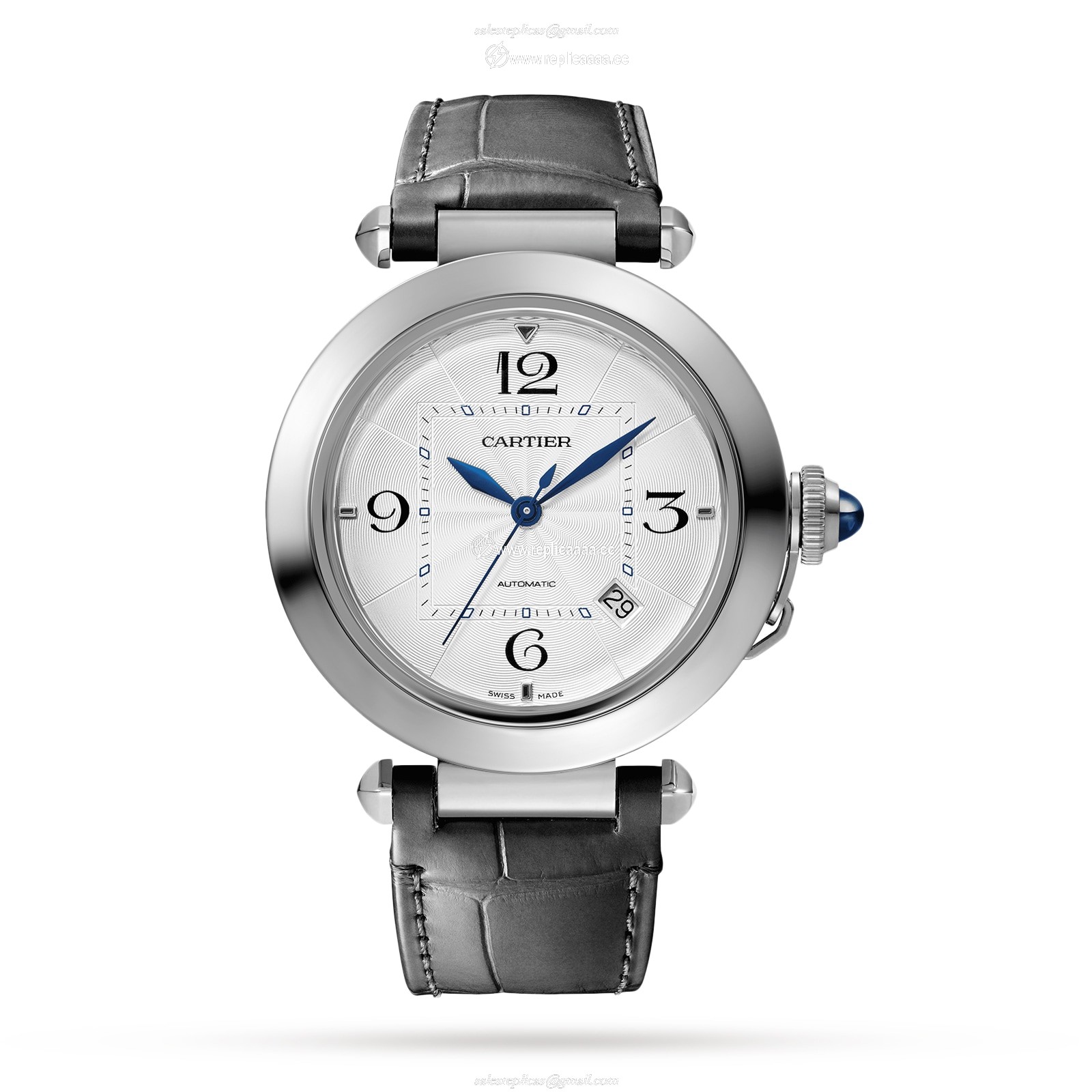 Replica Cartier Pasha De Cartier details 41mm Automatic Movement Steel Interchangeable Metal And Leather Straps WSPA0009