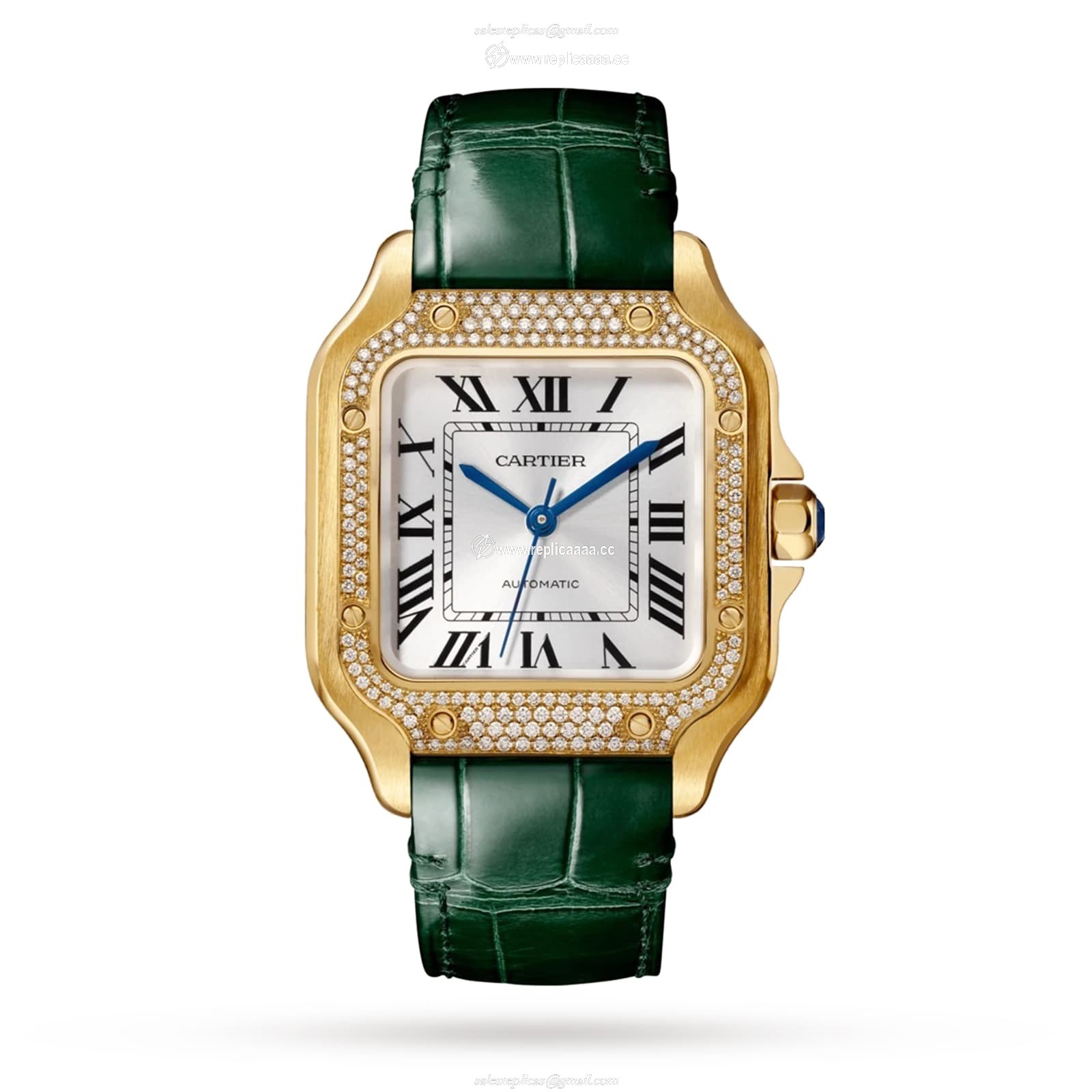 Replica Cartier Santos De Cartier details Santos details Medium Model Mechanical Movement With Automatic Winding Leather Yellow Gold WJSA0013 2 Replica Cartier Santos De Cartier details Santos details Medium Model Mechanical Movement With Automatic Winding Leather Yellow Gold WJSA0013