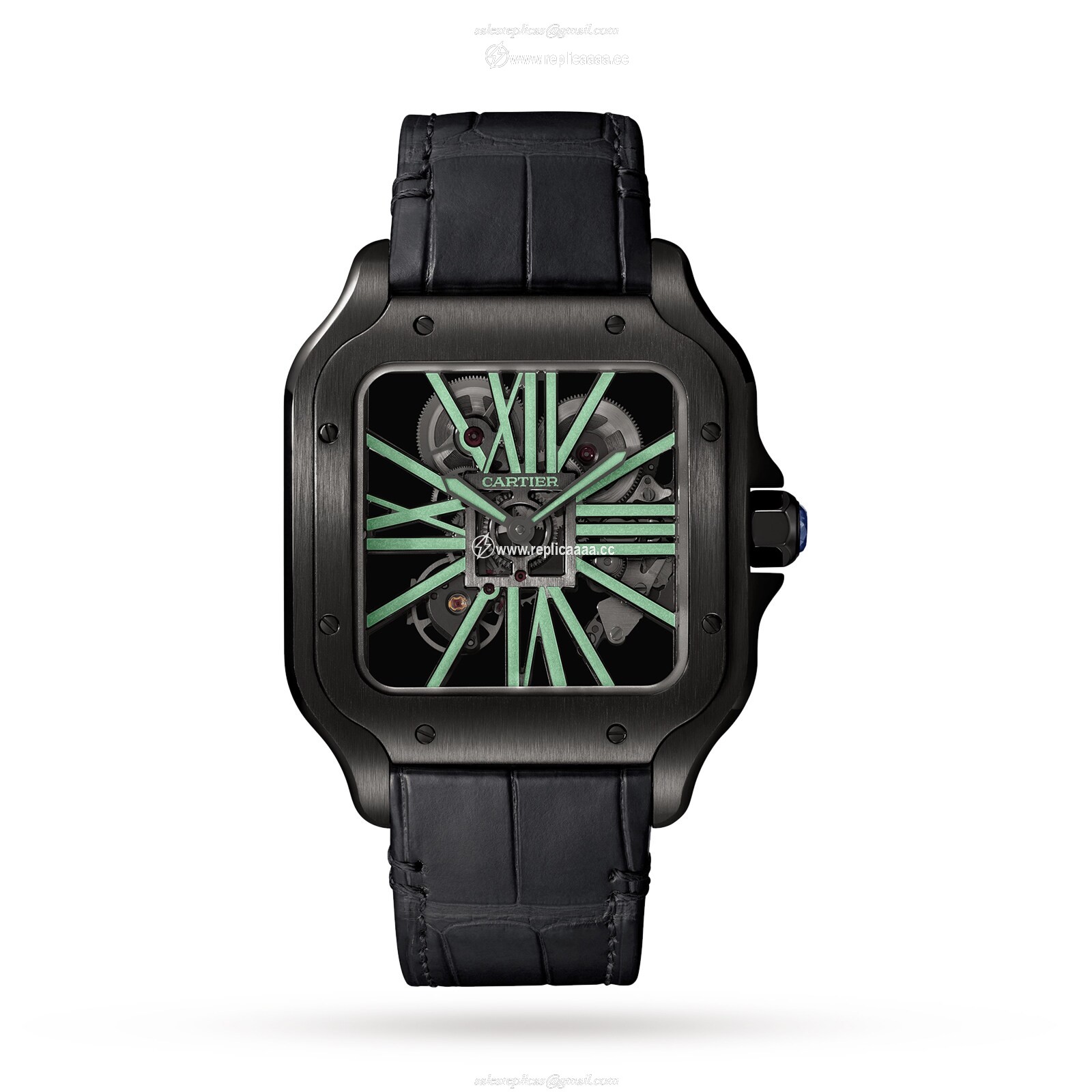 Replica Cartier Santos De Cartier Skeleton details WHSA0009 2 Replica Cartier Santos De Cartier Skeleton details WHSA0009