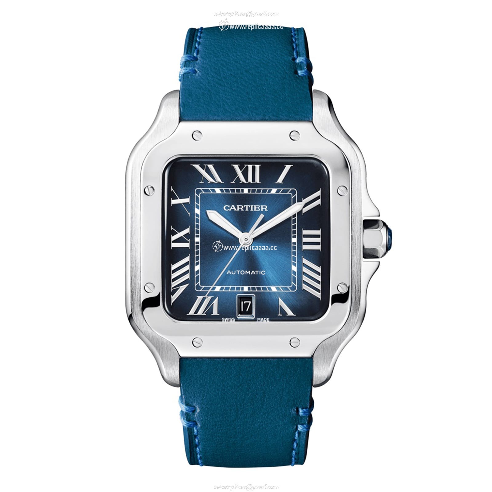 Replica Cartier Santos De Cartier details Large Model Automatic Movement Steel Interchangeable Metal And Leather Bracelets WSSA0030 2 Replica Cartier Santos De Cartier details Large Model Automatic Movement Steel Interchangeable Metal And Leather Bracelets WSSA0030