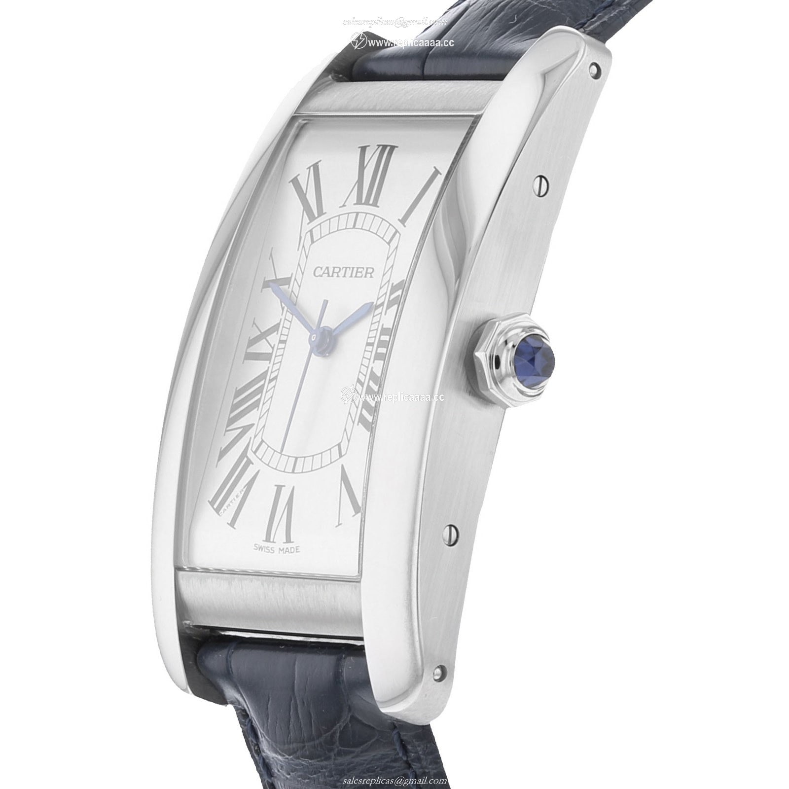 Replica Cartier Tank Americaine details Large Model Automatic Movement Steel Leather WSTA0045