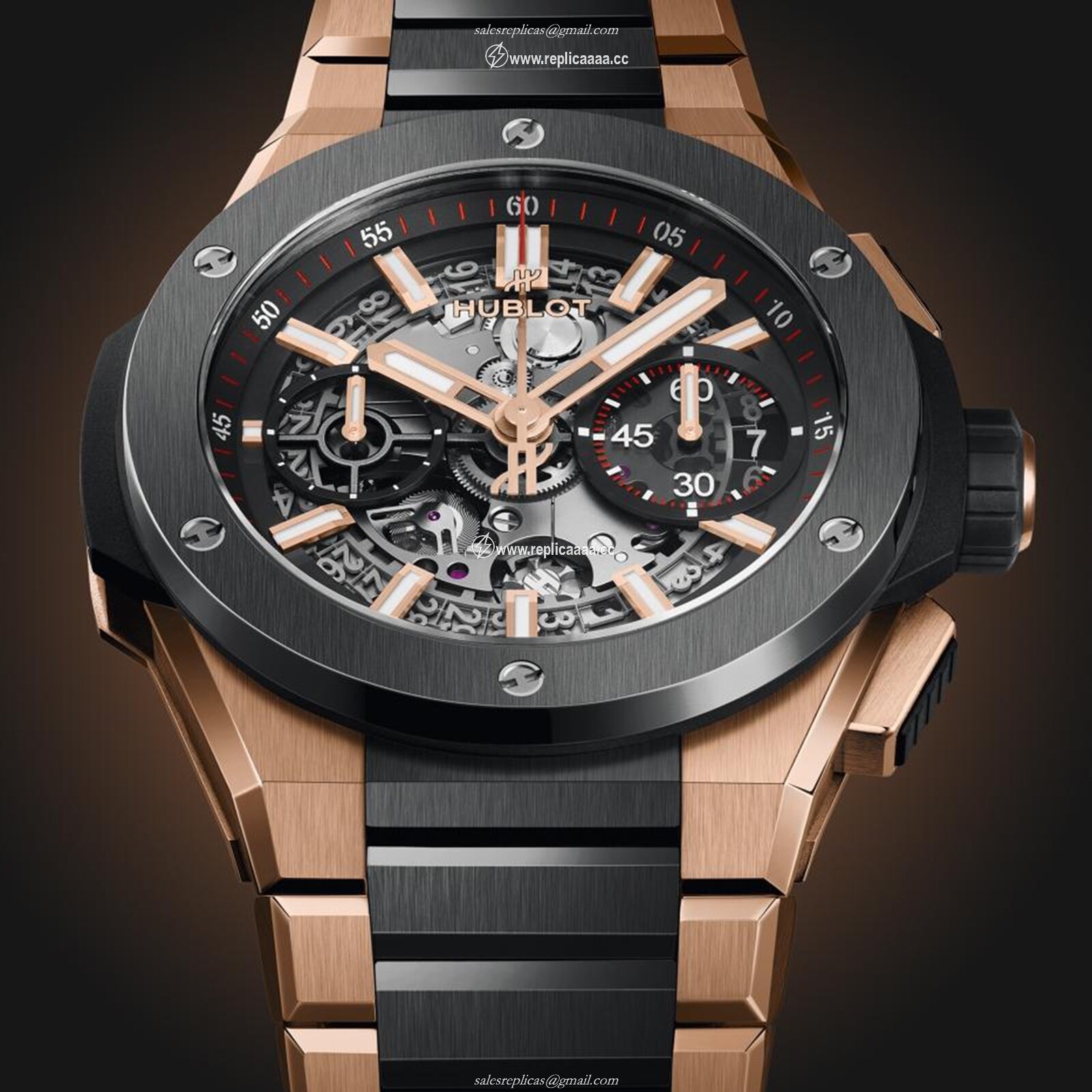 Replica Hublot Big Bang Integrated King Gold Ceramic 42mm Mens details 451.OM.1180.OM 2 Replica Hublot Big Bang Integrated King Gold Ceramic 42mm Mens details 451.OM.1180.OM