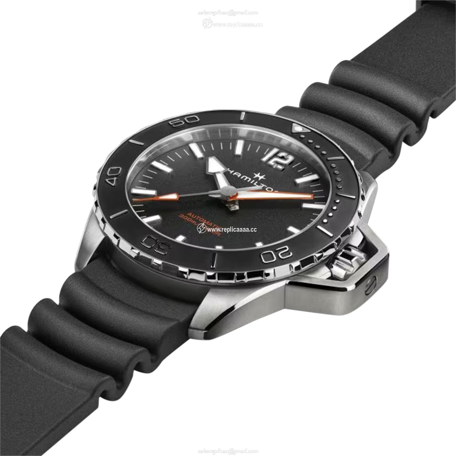 Replica Hamilton Khakhi Navy Frogman 46mm Auto Mens details Black H77825330 2 Replica Hamilton Khakhi Navy Frogman 46mm Auto Mens details Black H77825330