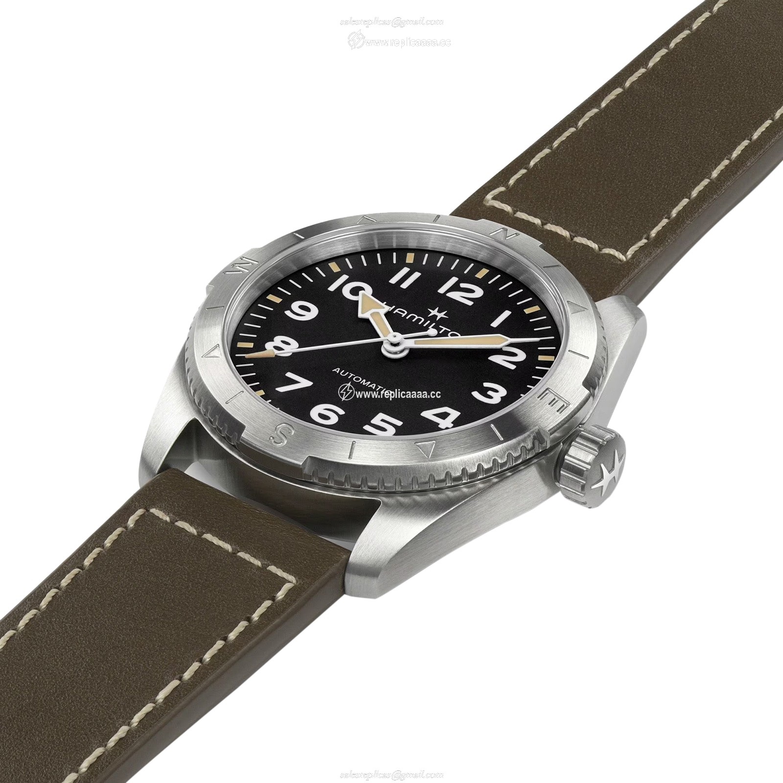 Replica Hamilton Khaki Field Expedition Automatic 37mm Mens details Black Leather H70225830