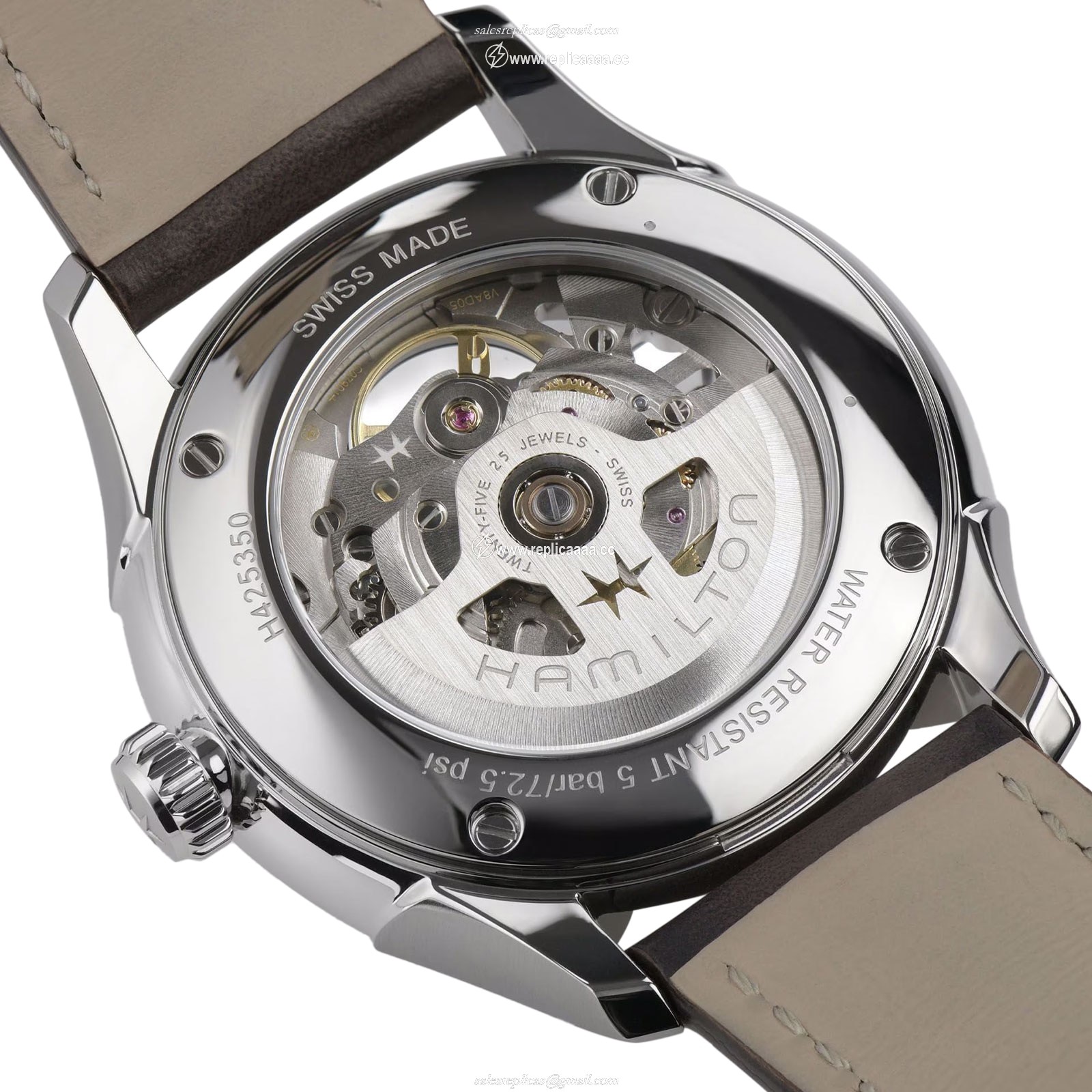 Replica Hamilton Jazzmaster Skeleton Automatic 40mm Mens details Navy Stainless Steel H42535541