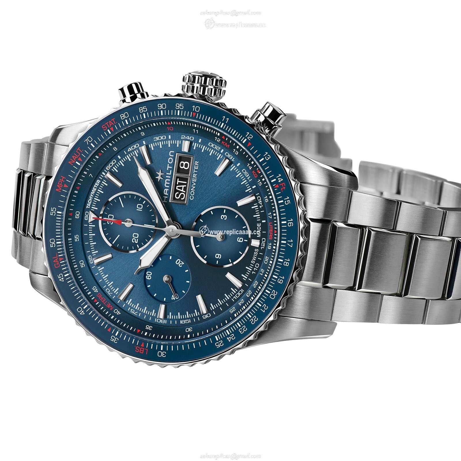 Replica Hamilton Khaki Aviation Converter Auto Chrono 44mm Mens details H76746140 2 Replica Hamilton Khaki Aviation Converter Auto Chrono 44mm Mens details H76746140