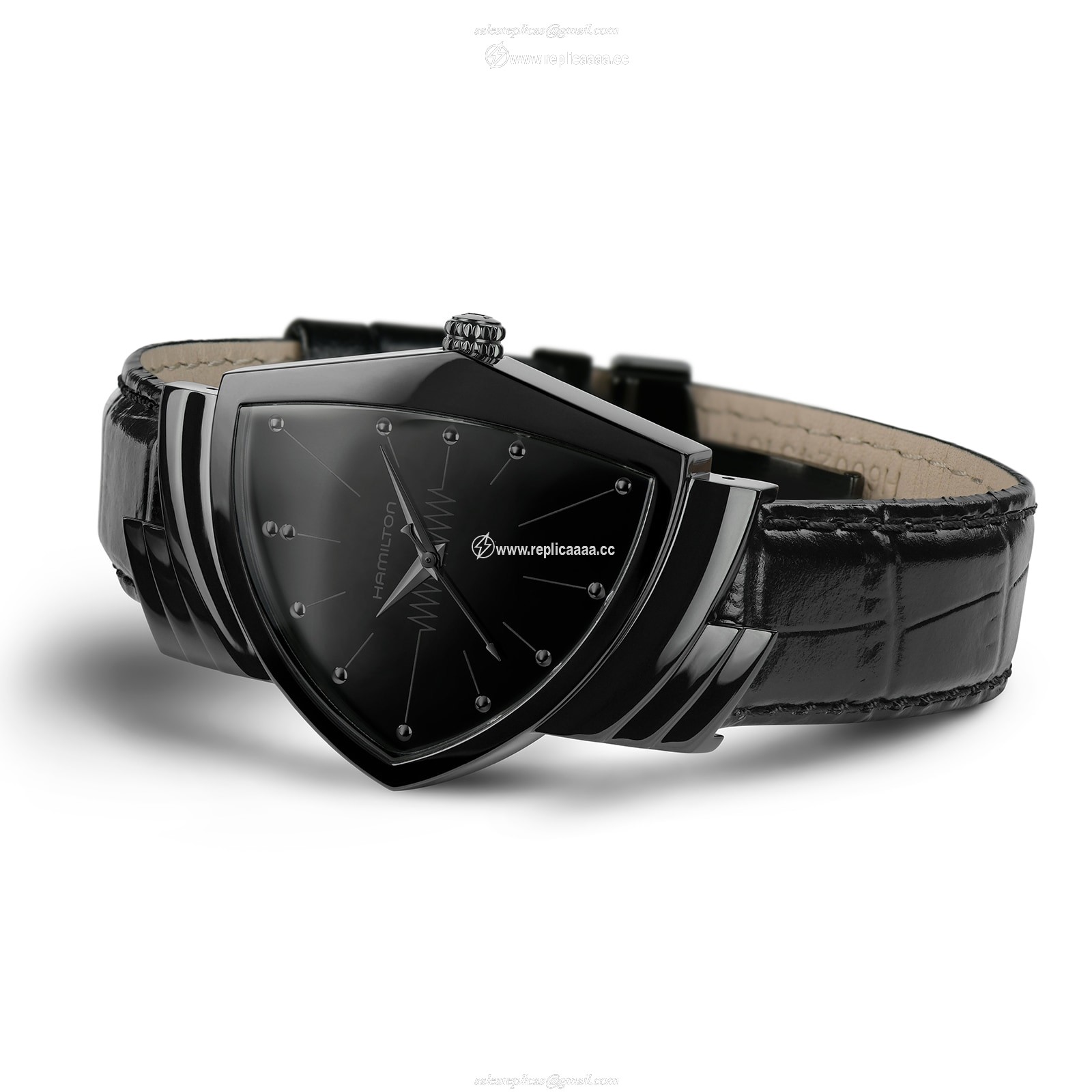 Replica Hamilton Ventura Quartz 32.3mm x 50.3mm Mens details Black H24401731 2 Replica Hamilton Ventura Quartz 32.3mm x 50.3mm Mens details Black H24401731