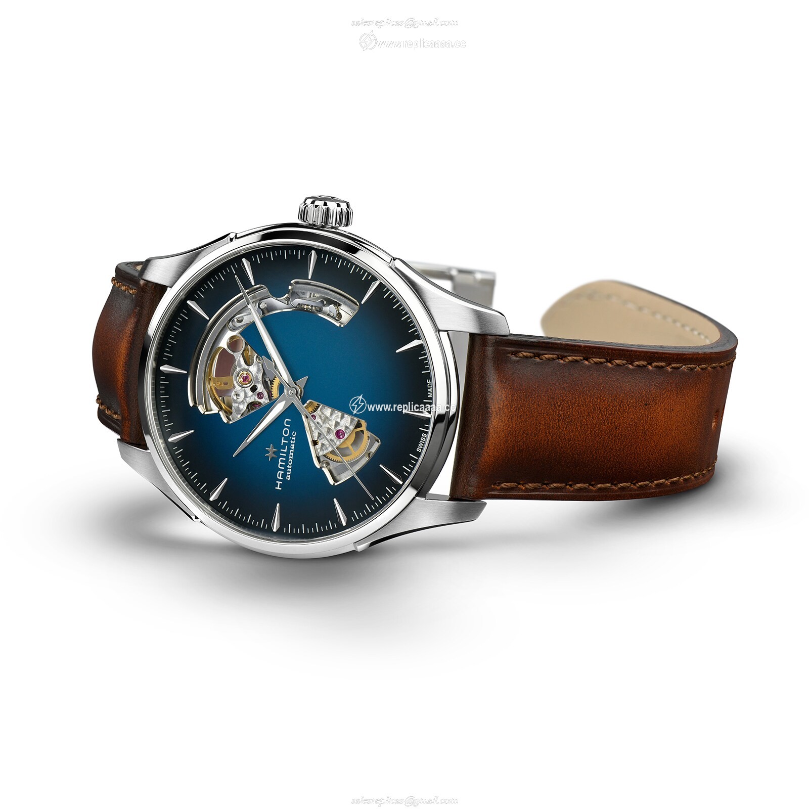 Replica Hamilton Jazzmaster Open Heart 40mm Mens details Blue H32675540