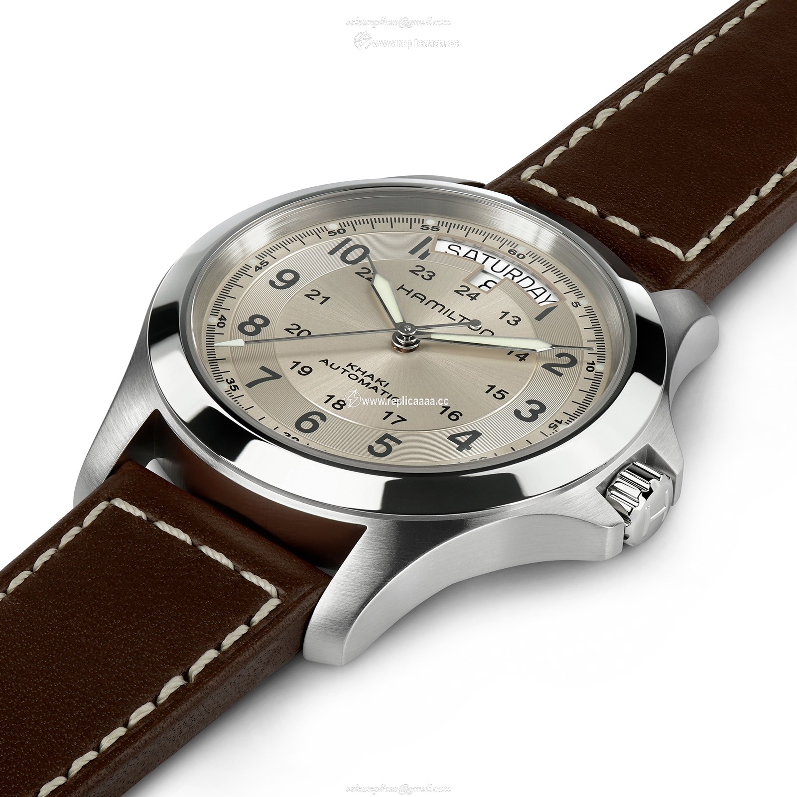Replica Hamilton Khaki Field King Auto 40mm Mens details Champagne H64455523 2 Replica Hamilton Khaki Field King Auto 40mm Mens details Champagne H64455523