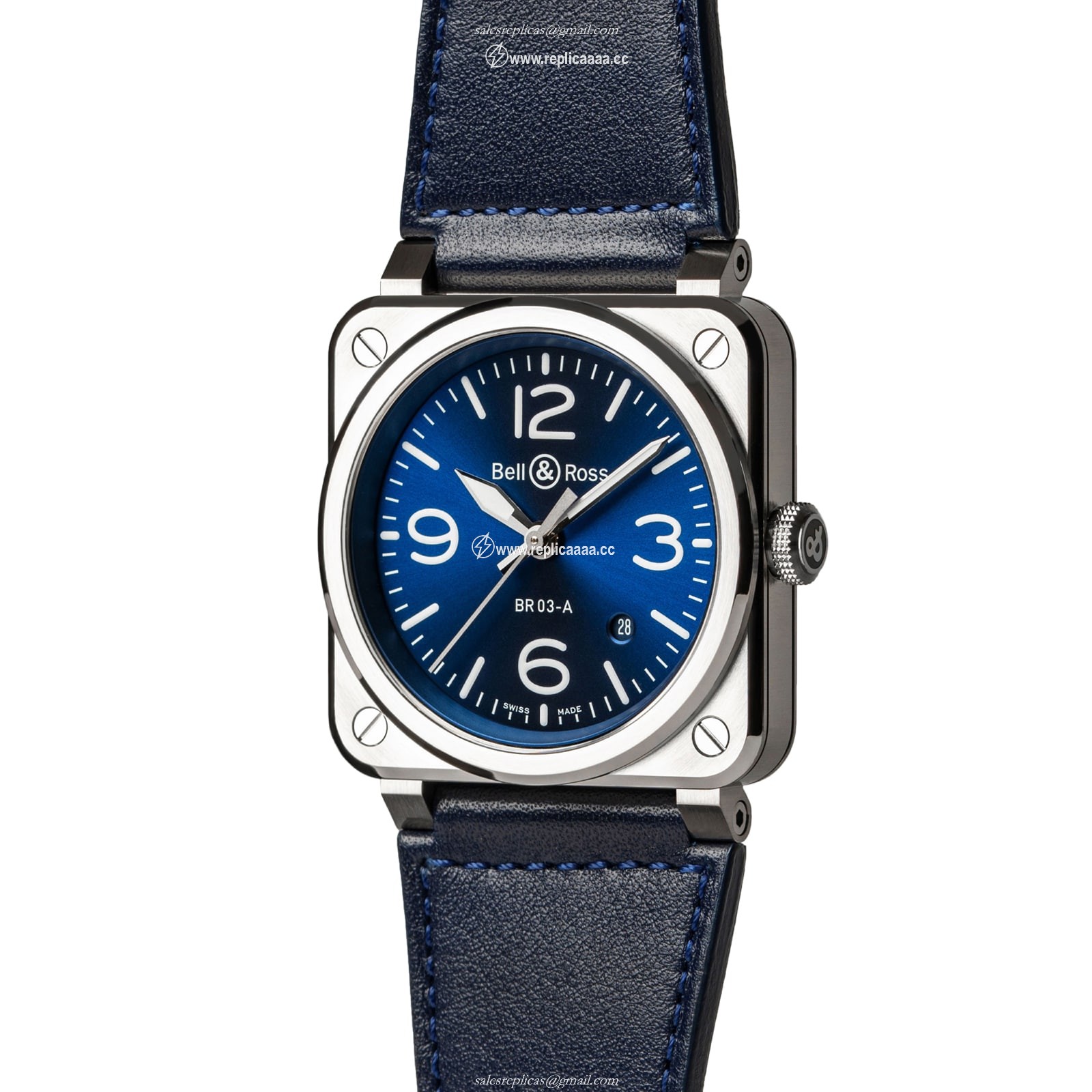 Replica Bell & Ross BR 03 Blue Steel 41mm BR03A-BLU-ST/SCA 2 Replica Bell & Ross BR 03 Blue Steel 41mm BR03A-BLU-ST/SCA