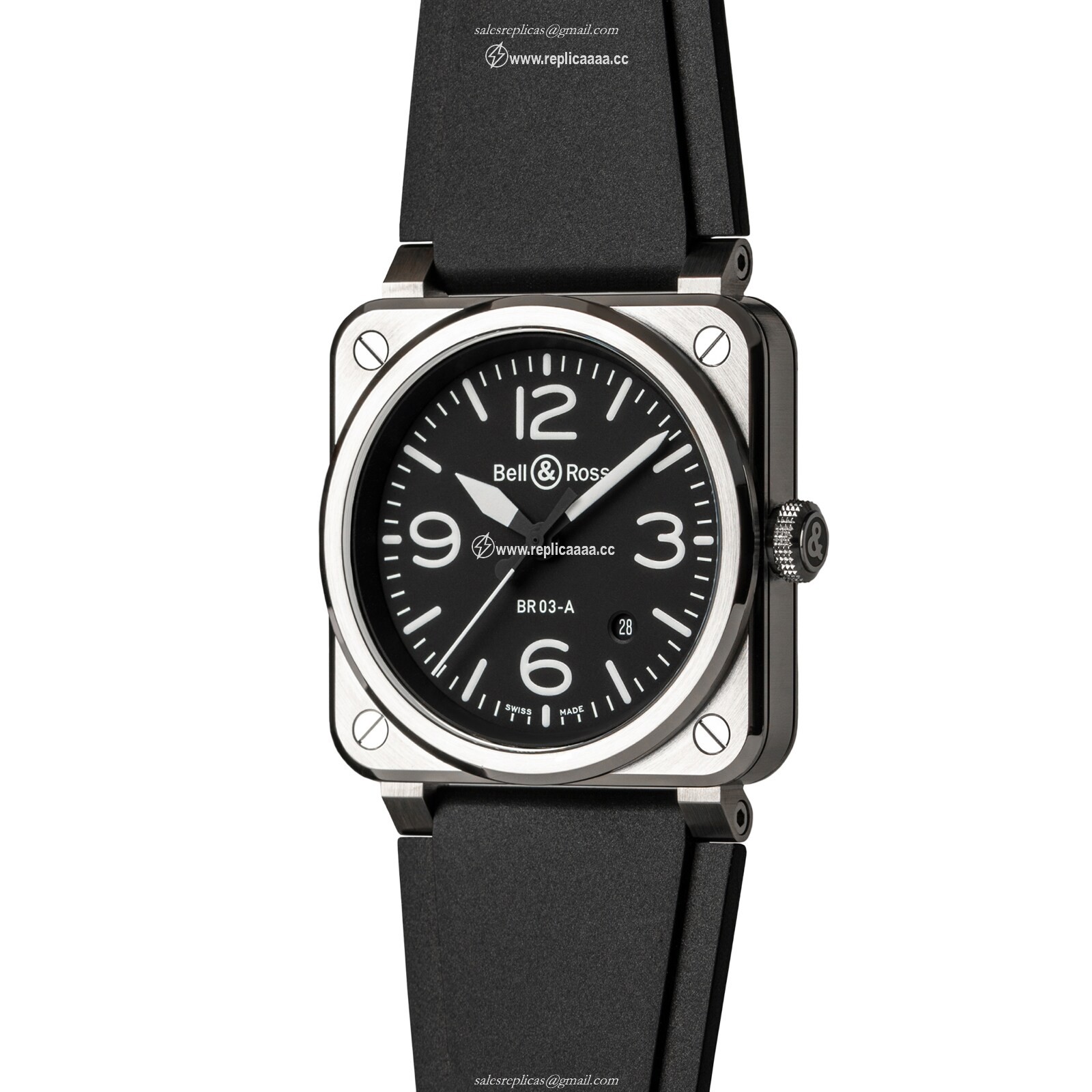 Replica Bell & Ross BR 03 Black Steel 41mm BR03A-BL-ST/SRB