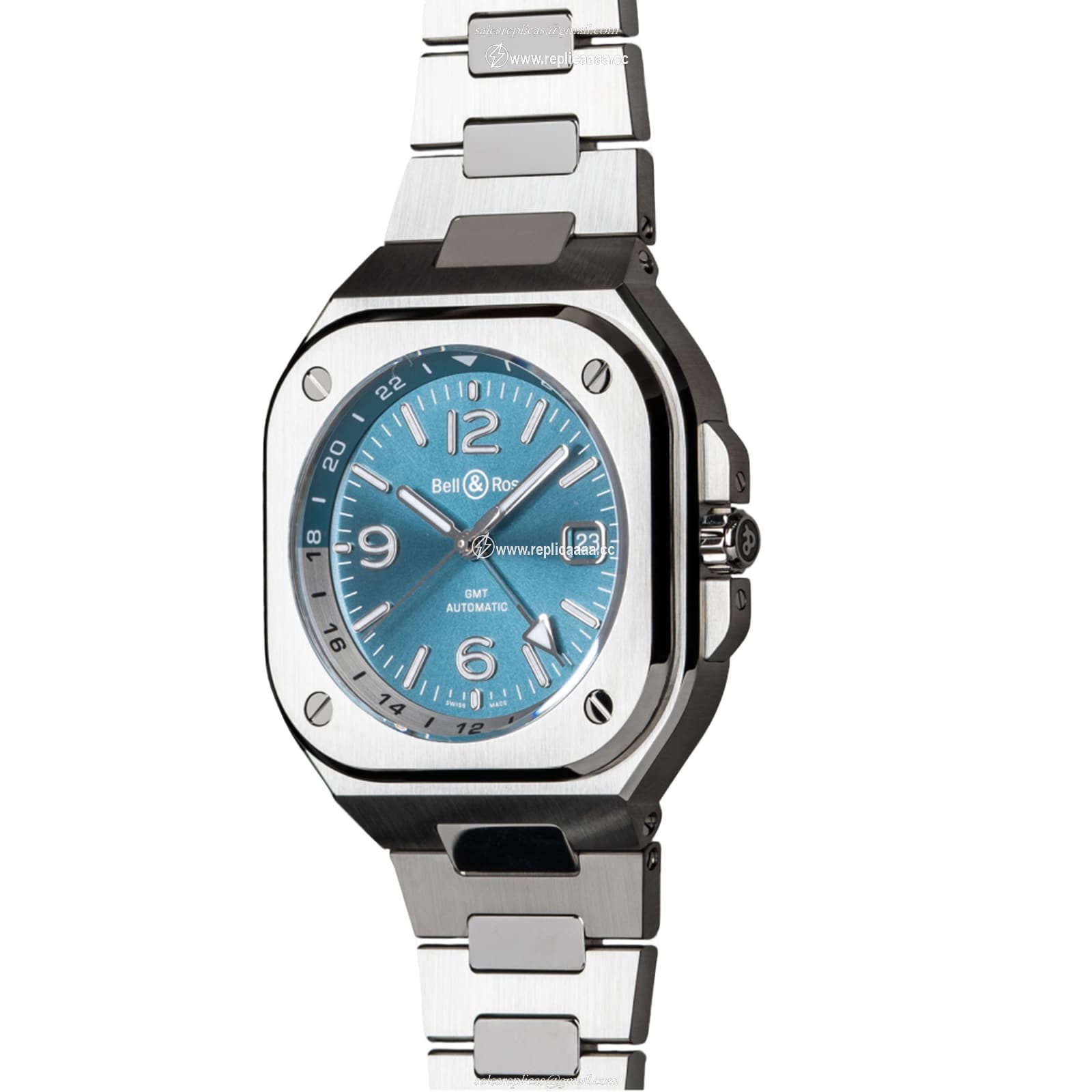Replica Bell & Ross BR 05 GMT Sky Blue 41mm BR05G-PB-ST/SST 2 Replica Bell & Ross BR 05 GMT Sky Blue 41mm BR05G-PB-ST/SST
