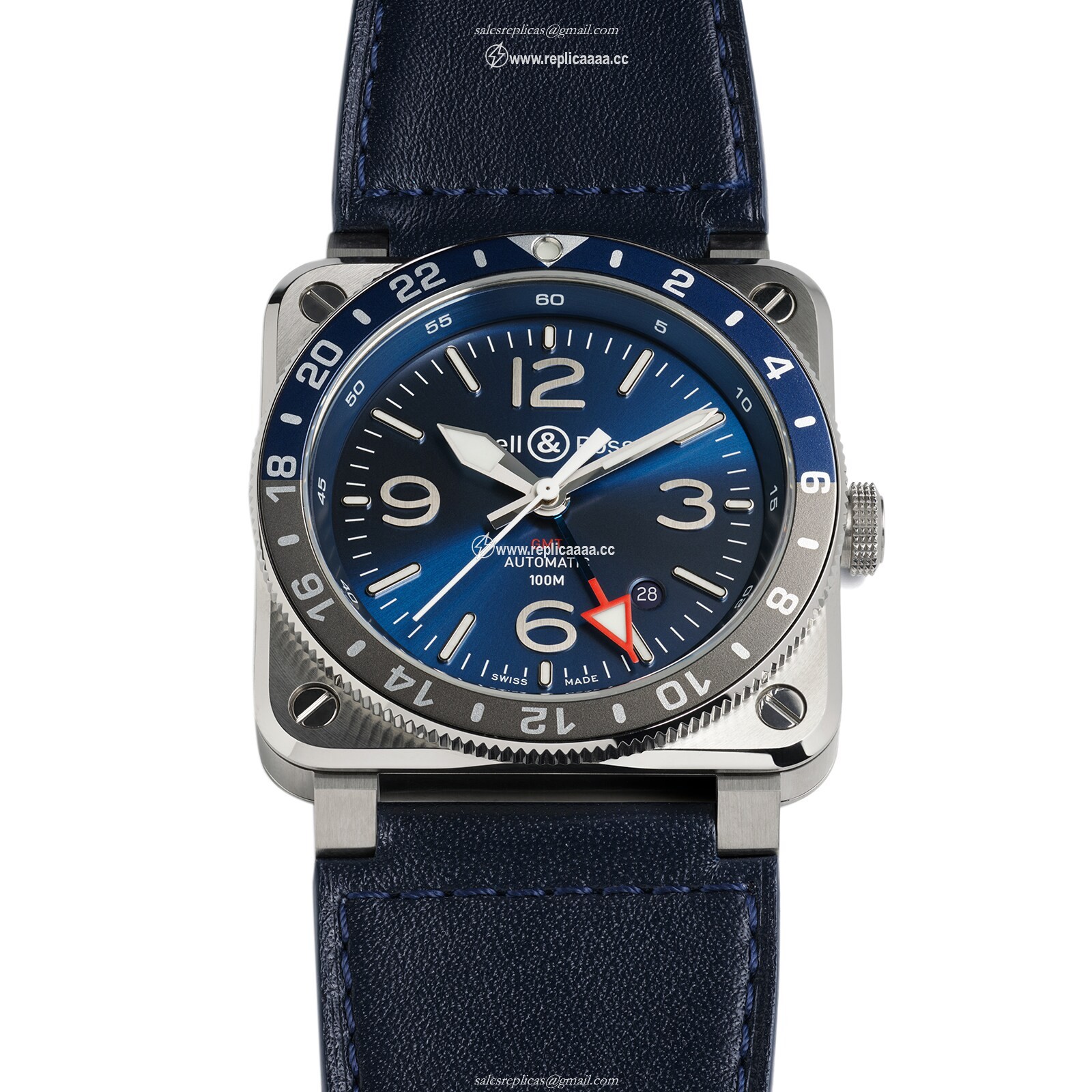Replica Bell & Ross BR 03-93 GMT BLUE 42MM BR0393-BLU-ST/SCA 2 Replica Bell & Ross BR 03-93 GMT BLUE 42MM BR0393-BLU-ST/SCA