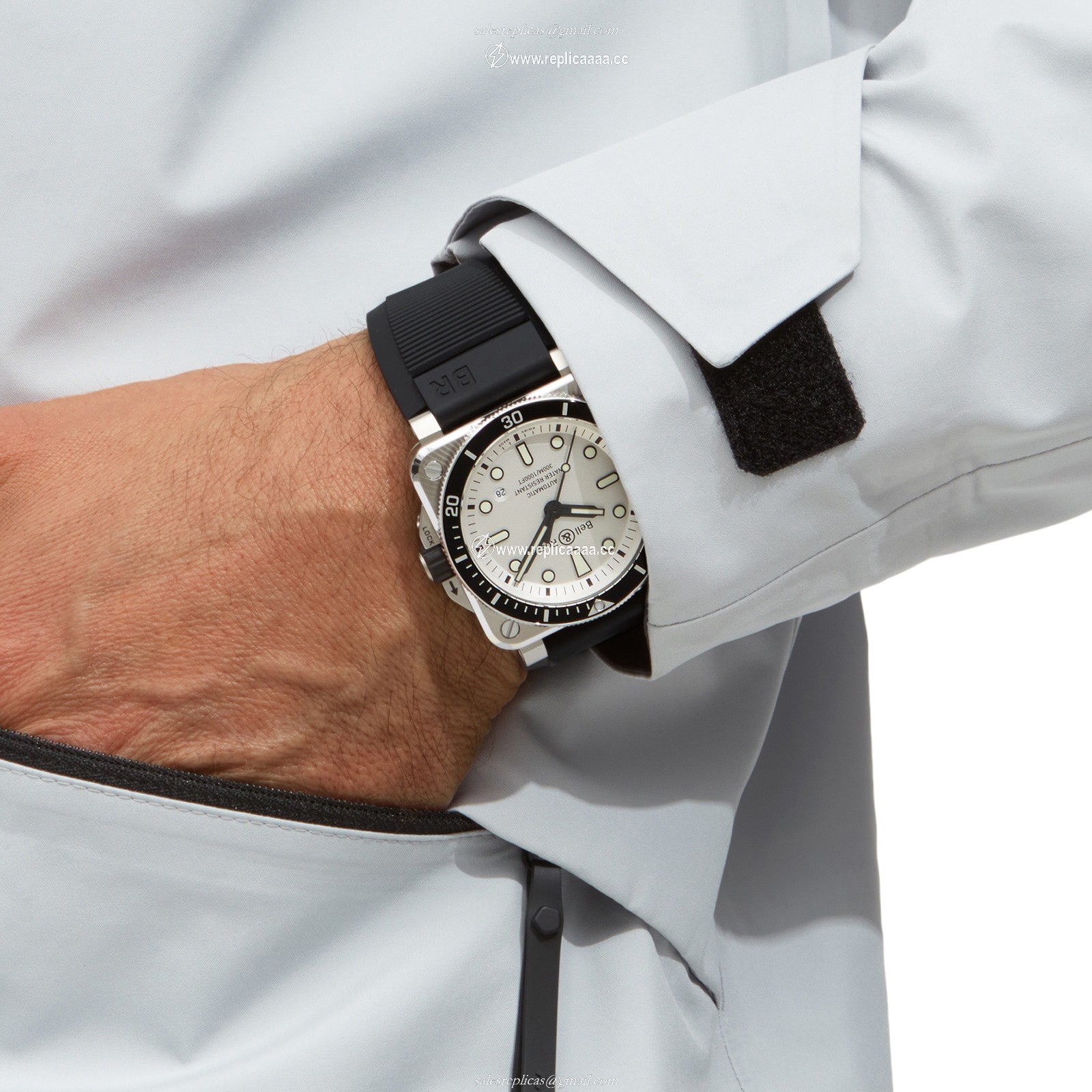 Replica Bell & Ross BR 03-92 DIVER WHITE 42mm BR0392-D-WH-ST/SRB 2 Replica Bell & Ross BR 03-92 DIVER WHITE 42mm BR0392-D-WH-ST/SRB