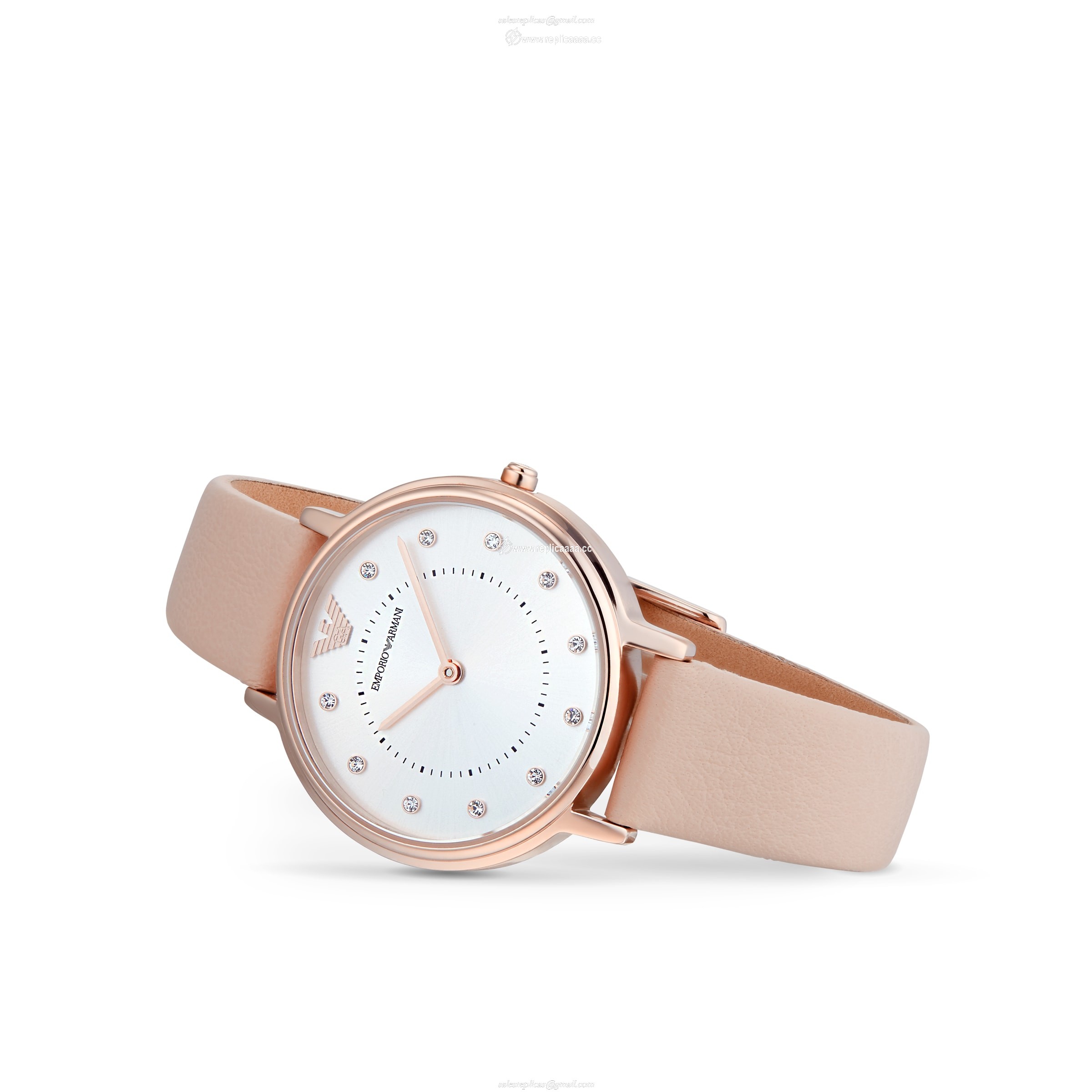 Replica Emporio Armani Women's Crystal Leather Pink Strap details AR2510 2 Replica Emporio Armani Women's Crystal Leather Pink Strap details AR2510