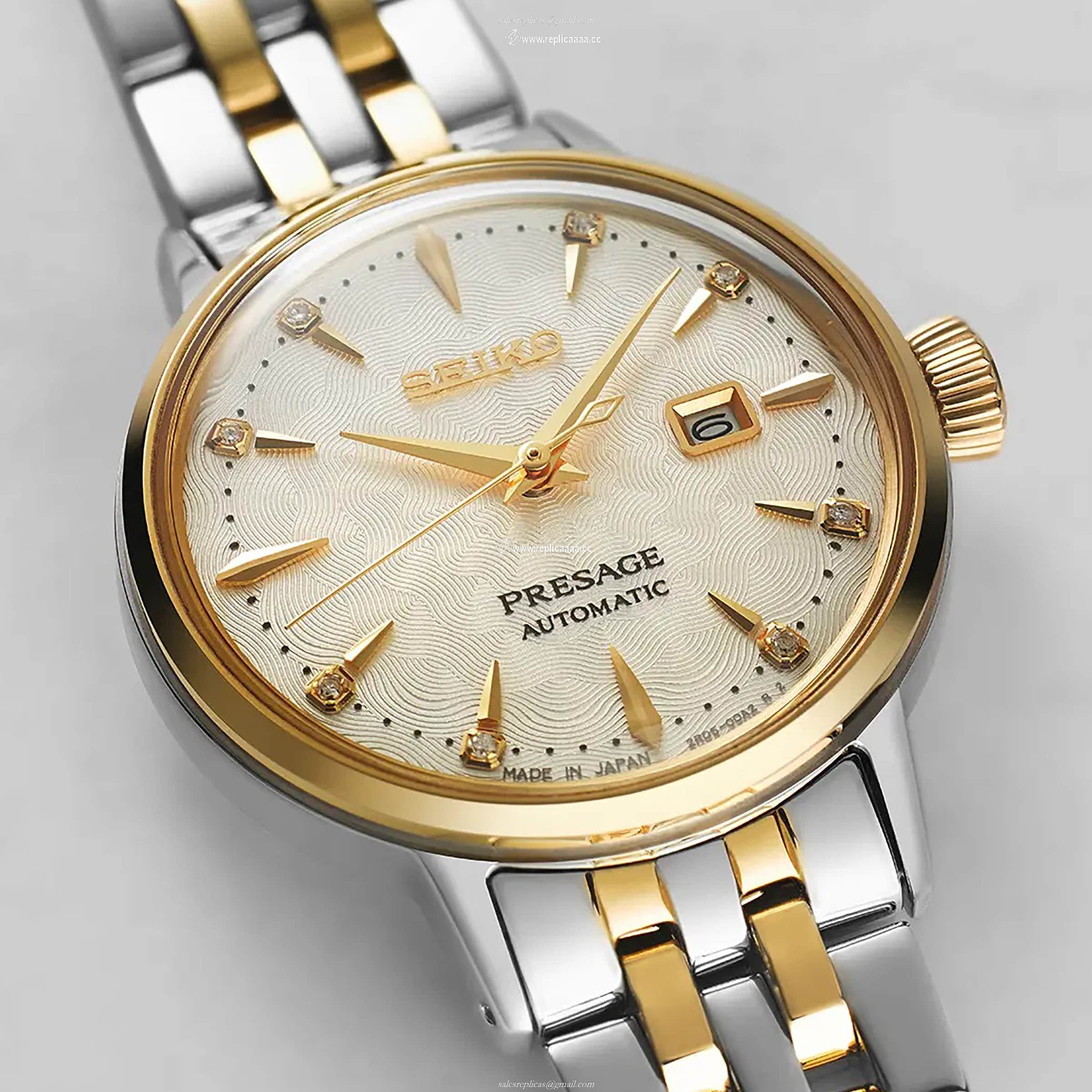 Replica Seiko Presage Cocktail Time 'White Lady' Diamond Twist Ladies details SRE010J1 2 Replica Seiko Presage Cocktail Time 'White Lady' Diamond Twist Ladies details SRE010J1