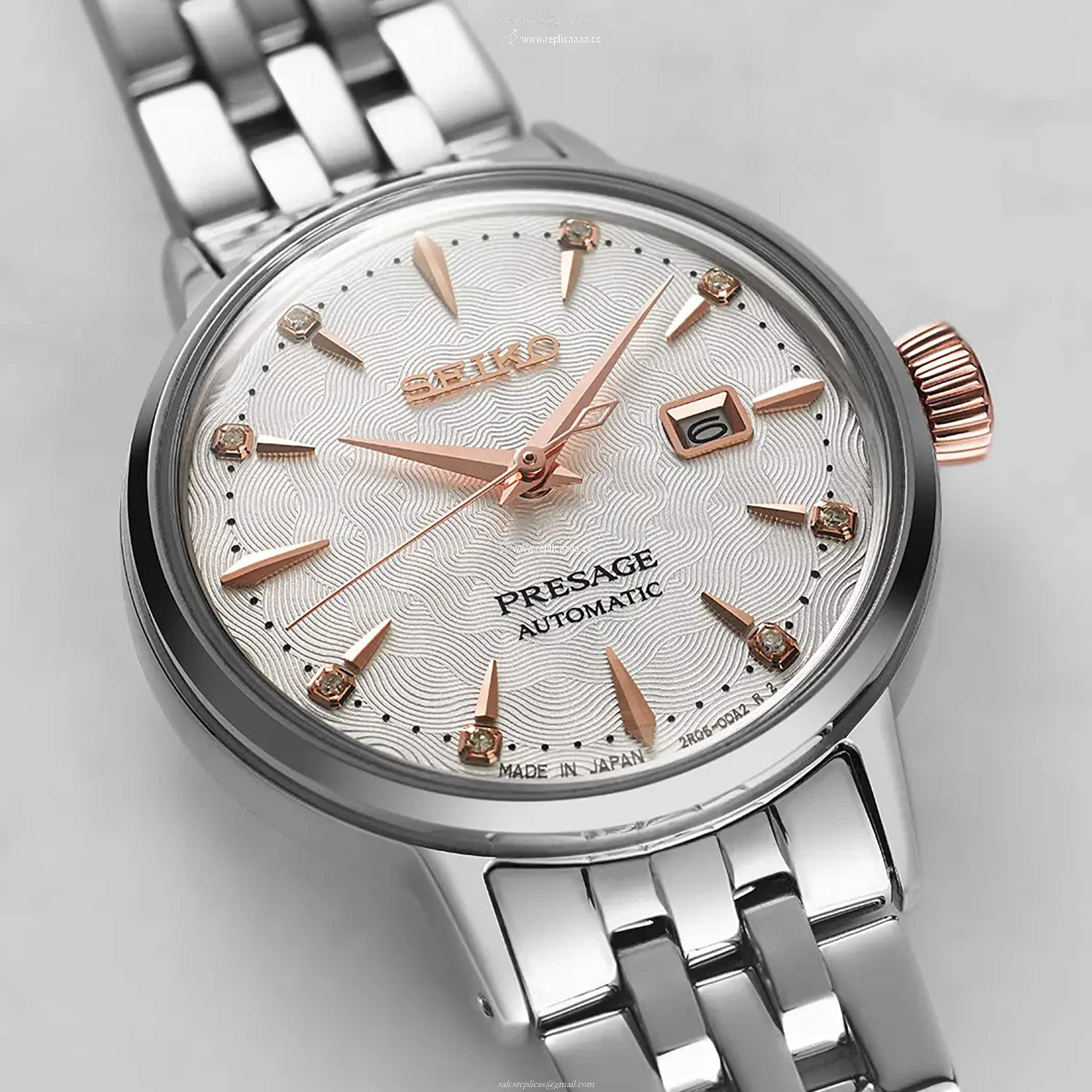 Replica Seiko Presage Cocktail Time 'Clover Club' Diamond Twist Ladies details SRE009J1