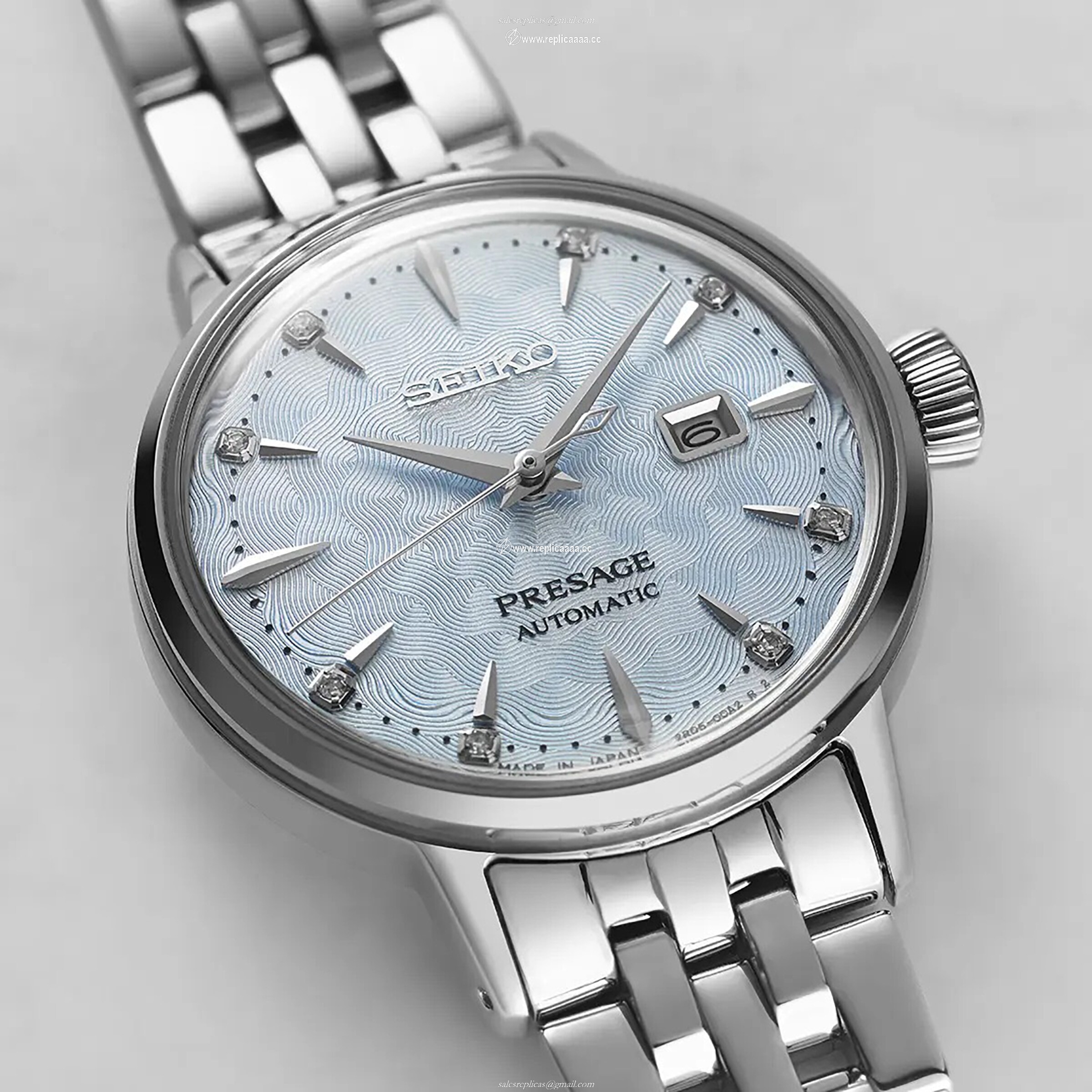 Replica Seiko Presage Cocktail Time 'Skydiving' Diamond Twist Ladies details SRE007J1
