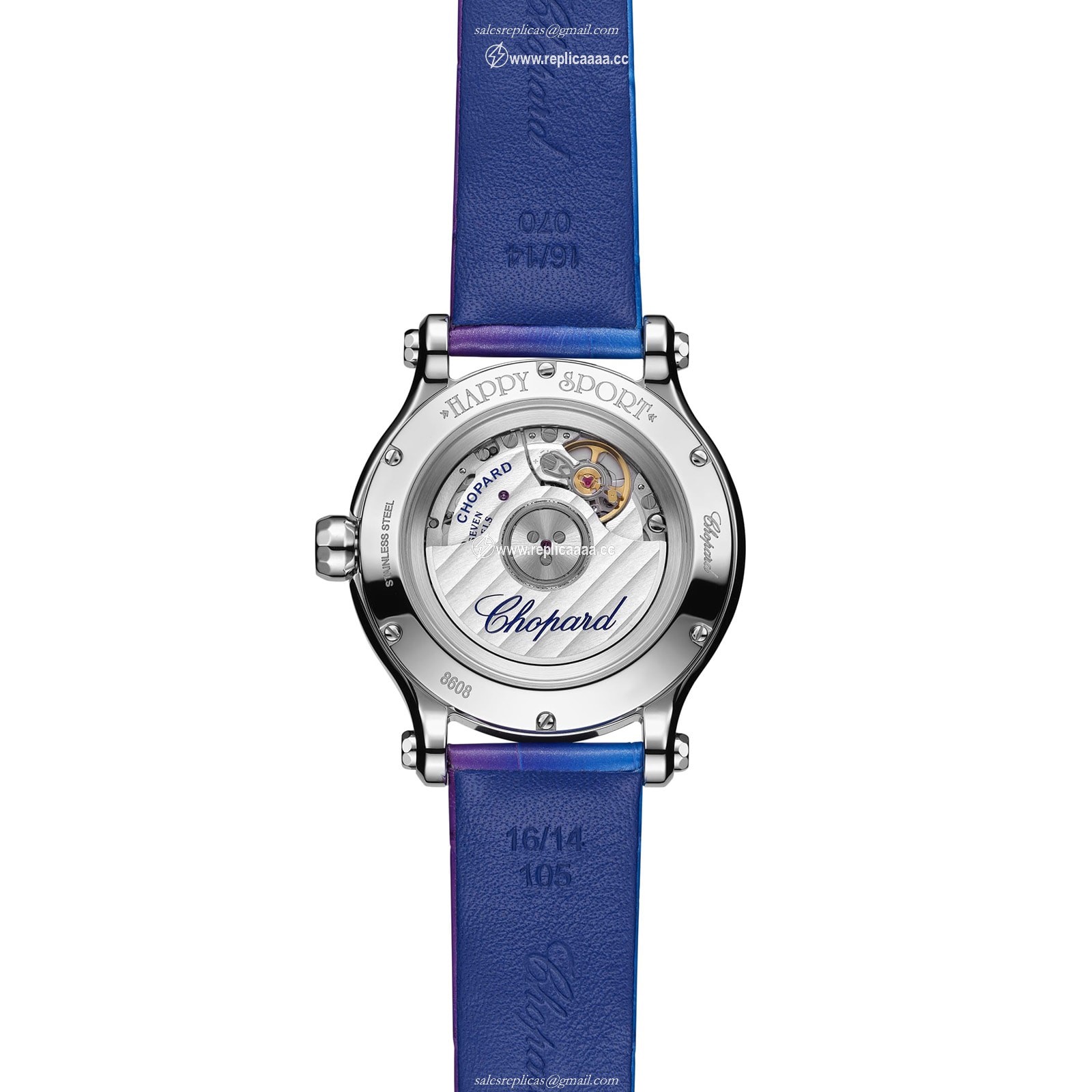 Replica Chopard Happy Sport Blue and Purple Ladies details 278608-3006 2 Replica Chopard Happy Sport Blue and Purple Ladies details 278608-3006