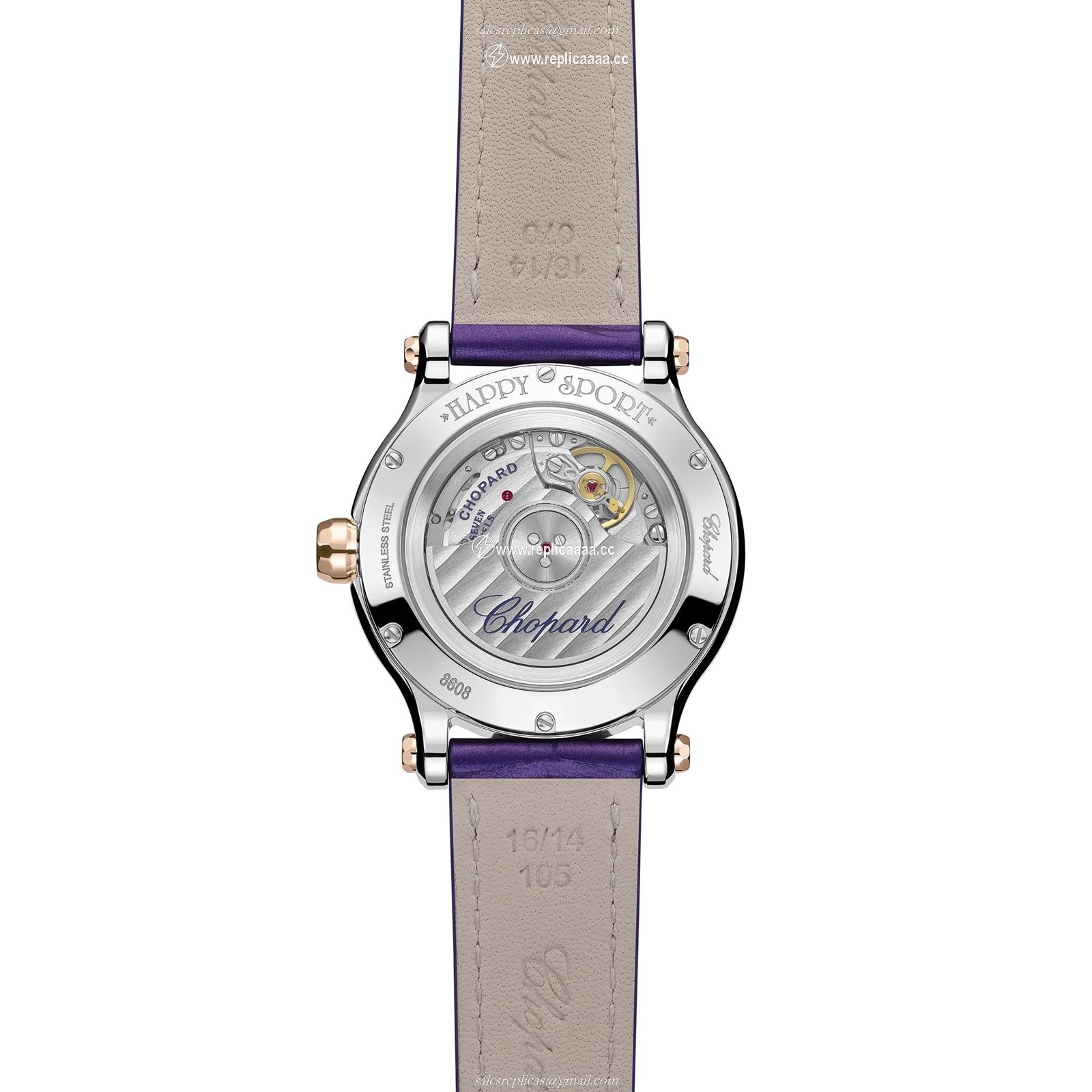 Replica Chopard Happy Sport Purple Ladies details 278608-6012