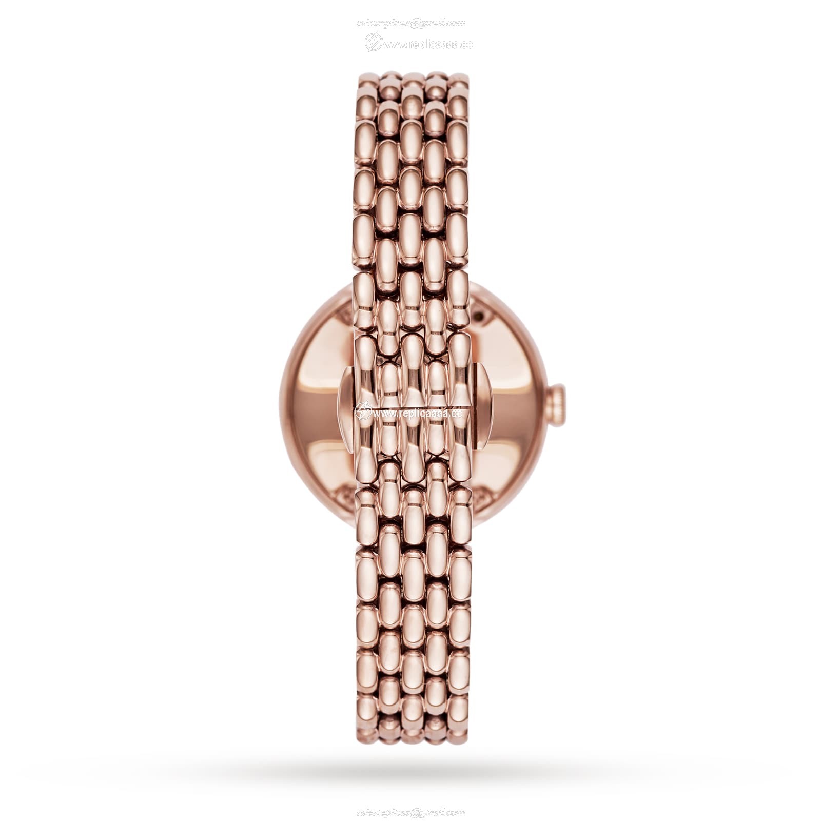 Replica Emporio Armani Ladies Crystal Bracelet Strap details Rose Gold/Mother of Pearl AR11355
