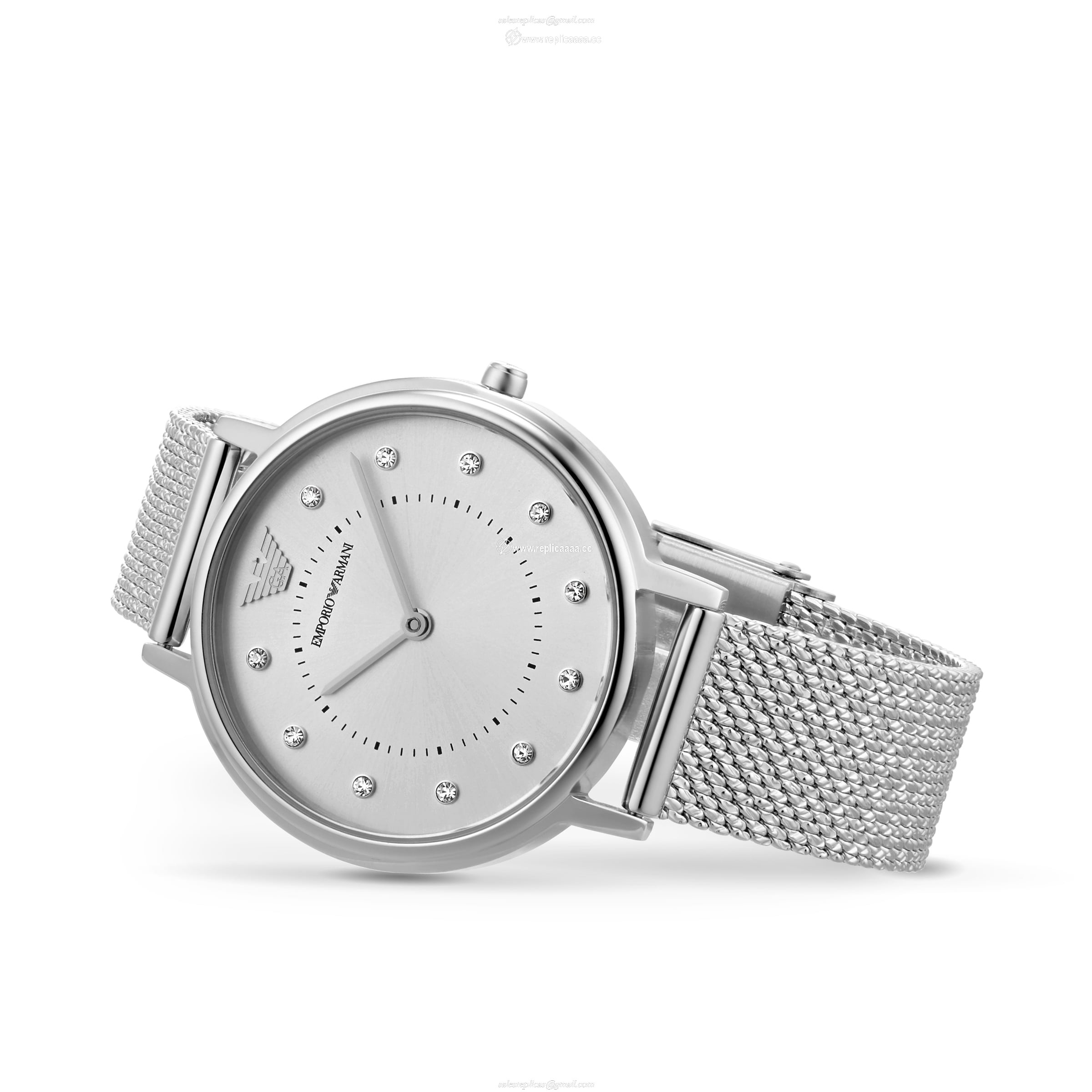 Replica Emporio Armani Silver Tone Mesh Ladies details AR11128