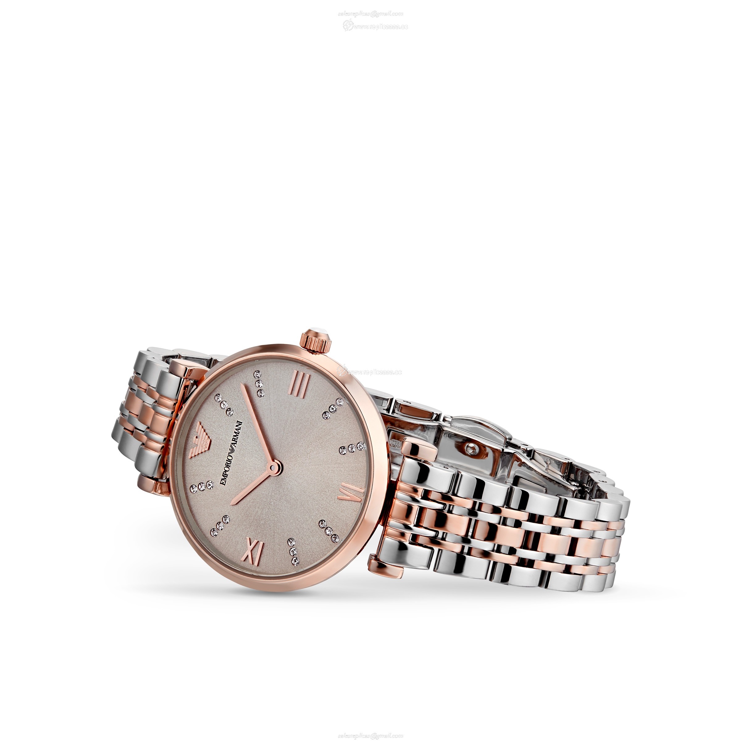 Replica Emporio Armani T-Bar Rose Gold Tone Two Tone Ladies details AR1840 2 Replica Emporio Armani T-Bar Rose Gold Tone Two Tone Ladies details AR1840