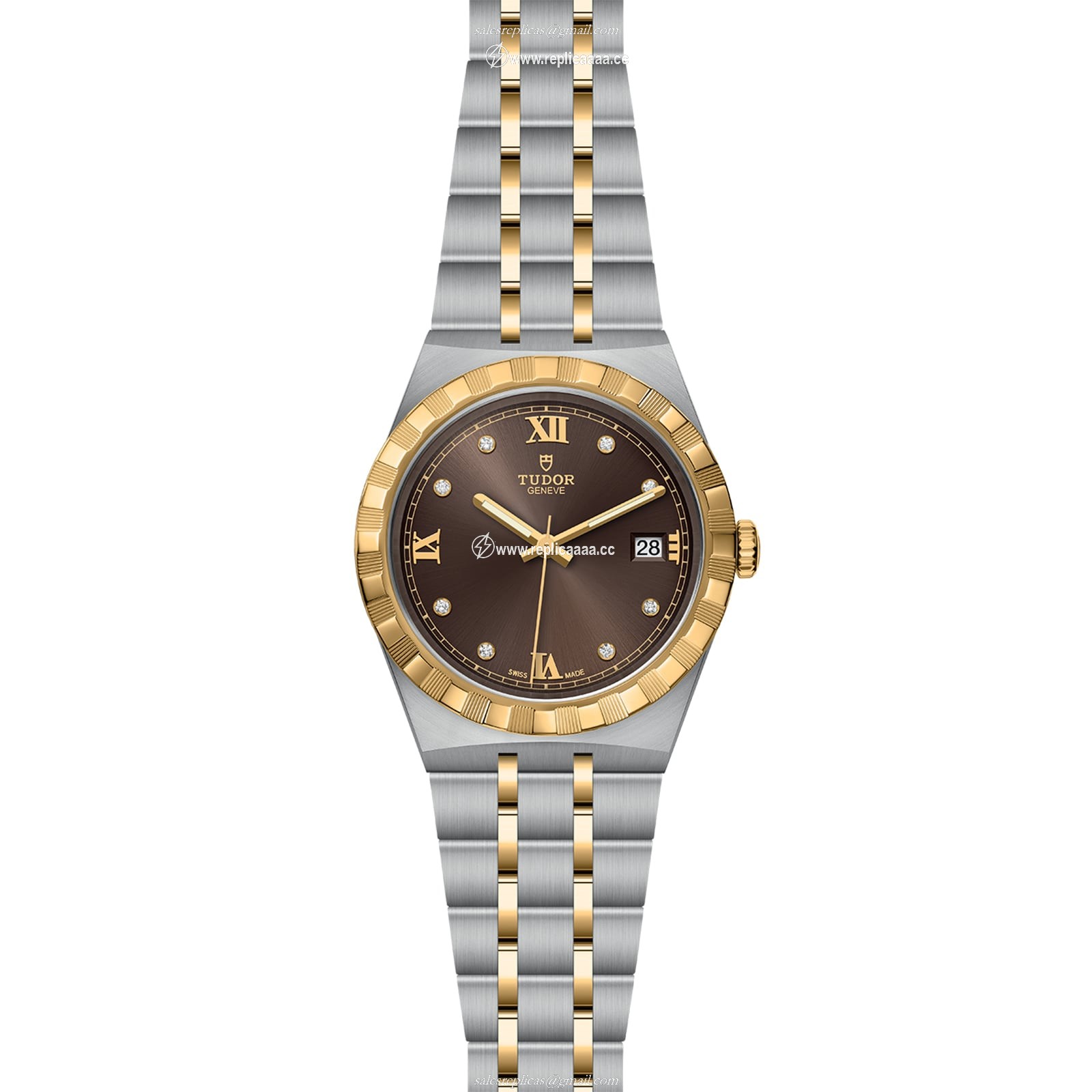 Replica Tudor Royal S G 38mm Steel Case Diamond-Set Chocolate Dial M28503-0008 2 Replica Tudor Royal S G 38mm Steel Case Diamond-Set Chocolate Dial M28503-0008