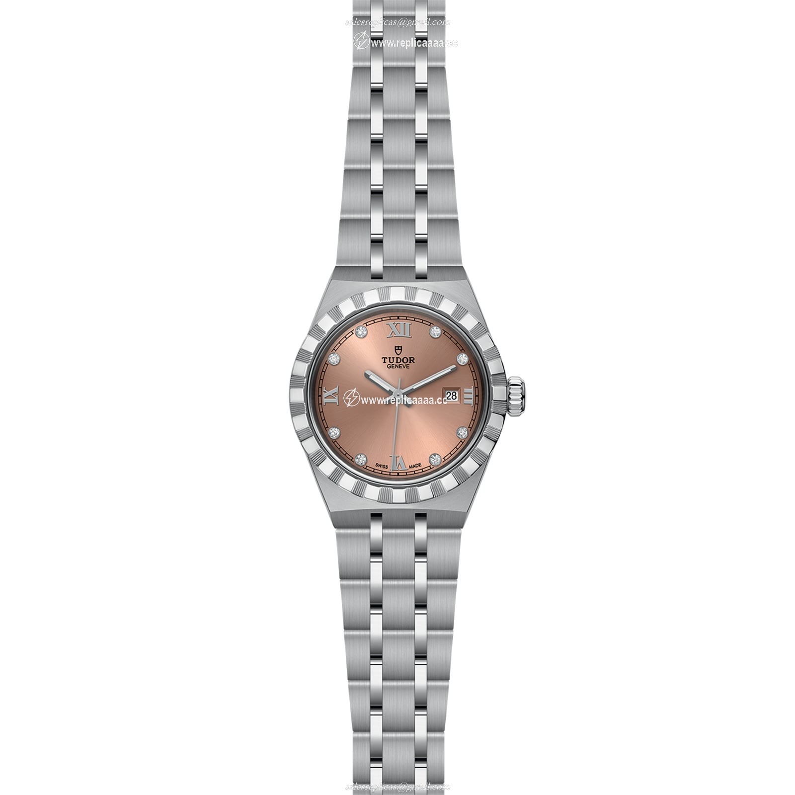 Replica Tudor Royal 28mm Steel Case Diamond-Set Salmon Dial M28300-0010 2 Replica Tudor Royal 28mm Steel Case Diamond-Set Salmon Dial M28300-0010
