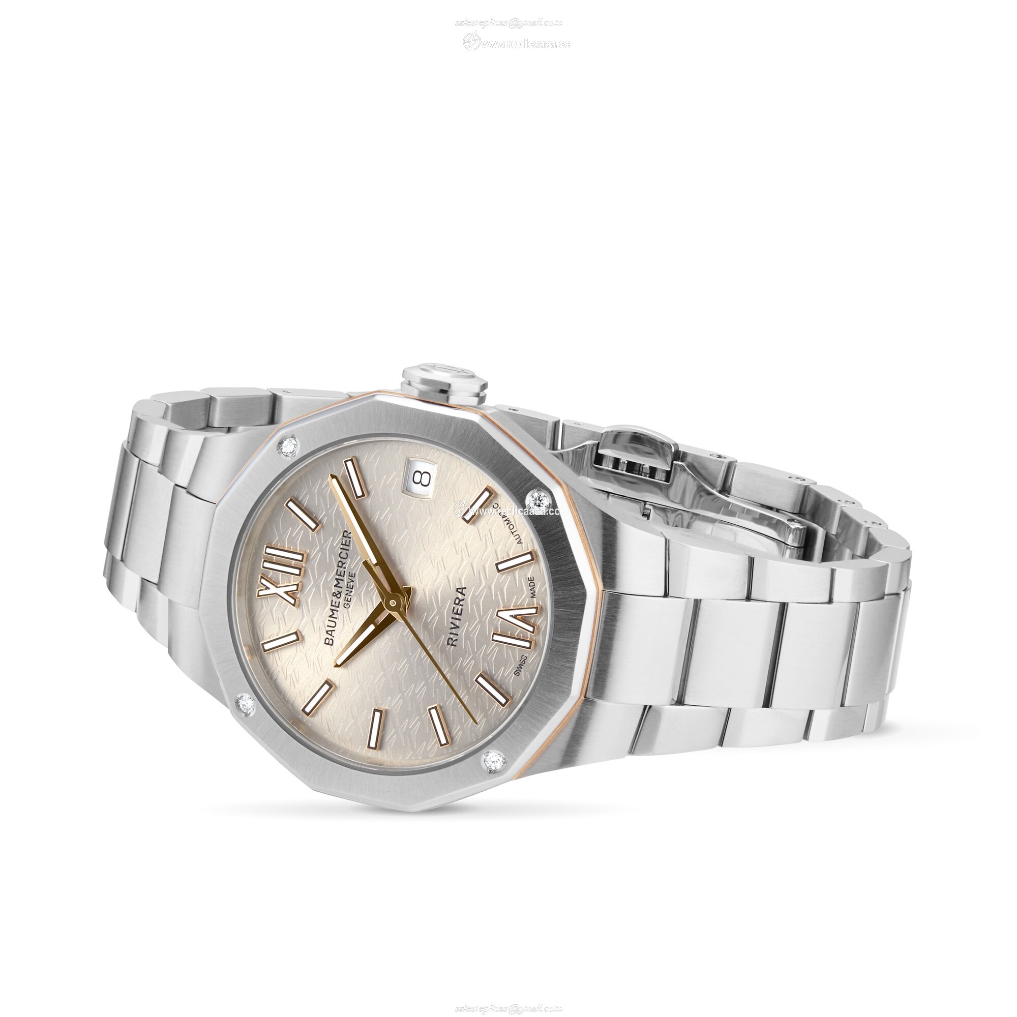 Replica Baume & Mercier Riviera Automatic 33mm Ladies details Champagne BM0A10730 2 Replica Baume & Mercier Riviera Automatic 33mm Ladies details Champagne BM0A10730