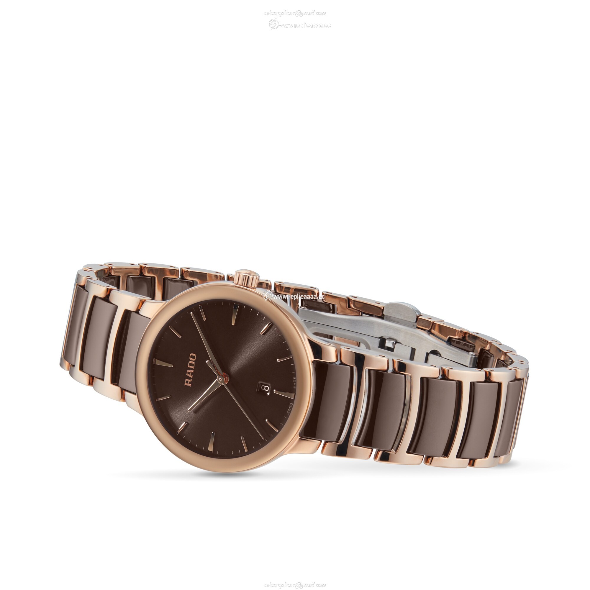 Replica Rado Centrix 30mm Stainless Steel Ladies details Brown R30024302