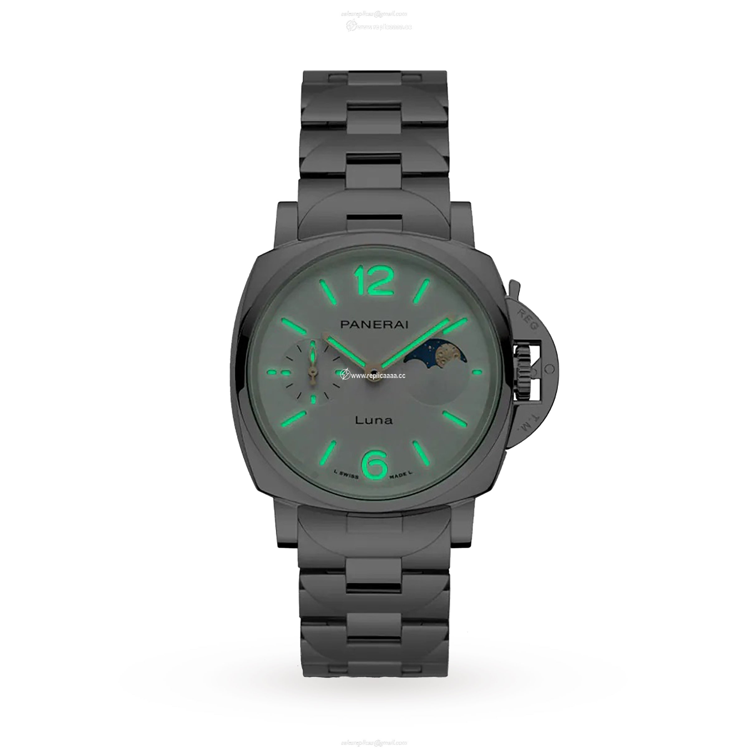 Replica Panerai Luminor Due Luna 38mm Ladies details - Stainless Steel PAM01301