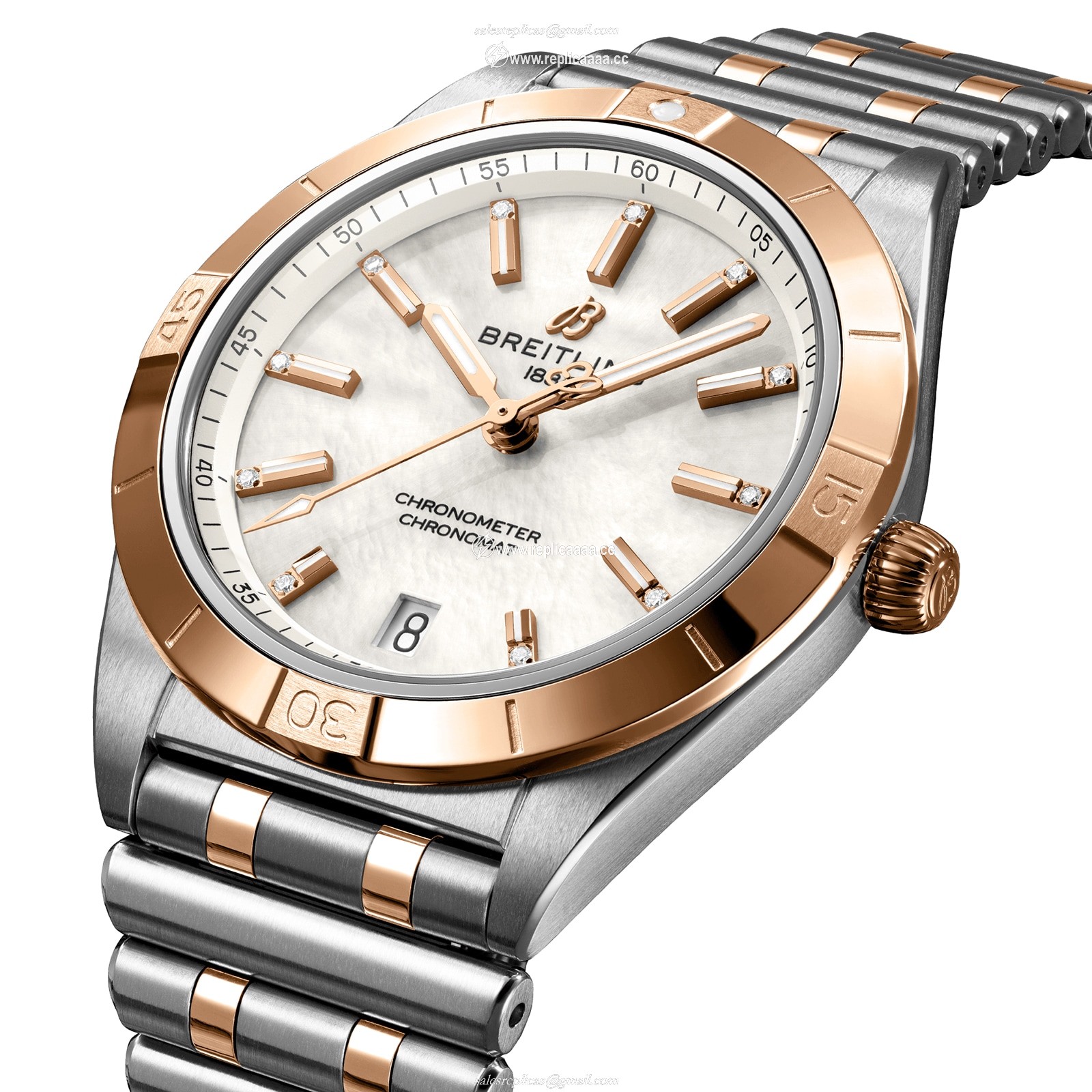 Replica Breitling Chronomat Automatic 36 Stainless Steel 18k Red Gold details U10380101A2U1 2 Replica Breitling Chronomat Automatic 36 Stainless Steel 18k Red Gold details U10380101A2U1