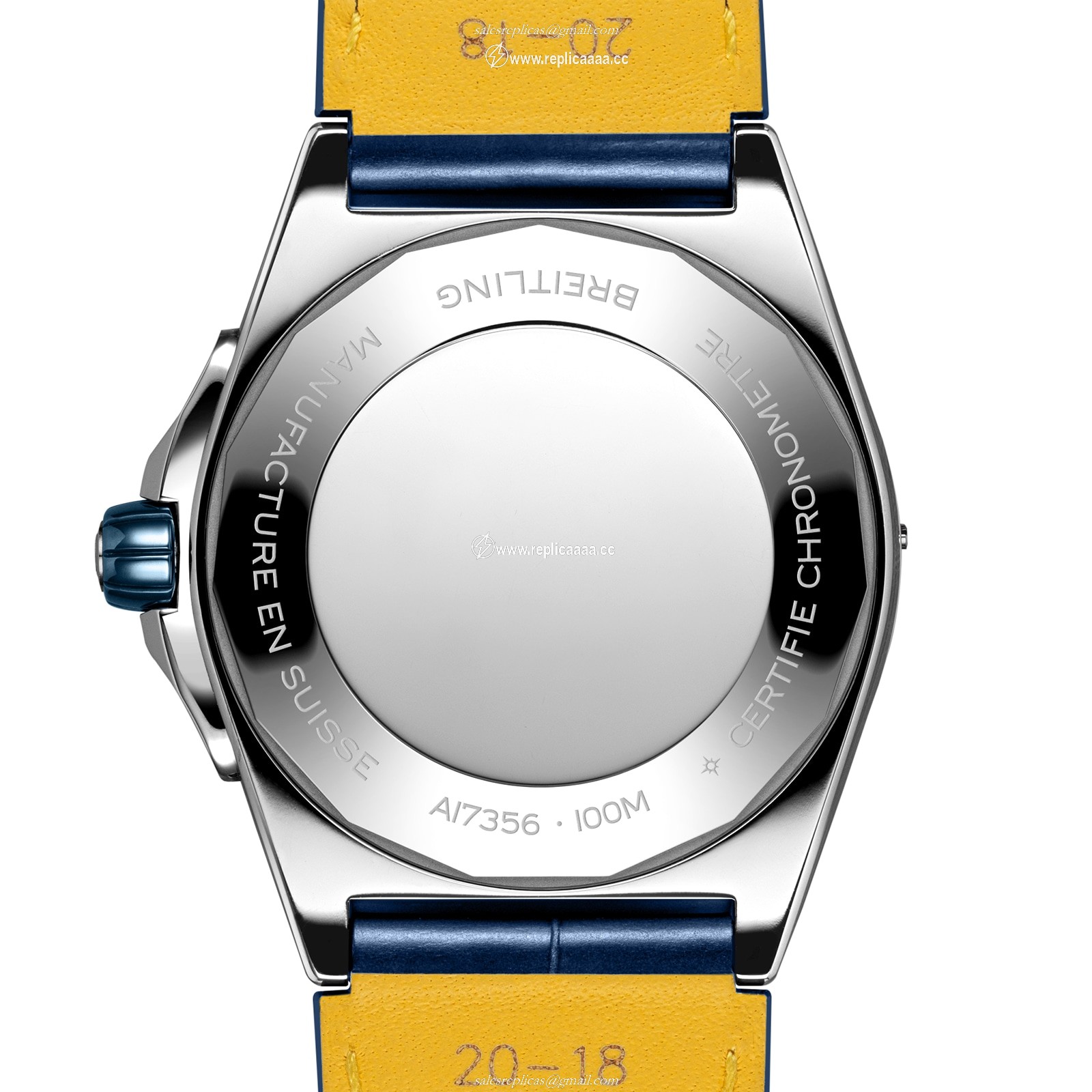 Replica Breitling Super Chronomat Automatic 38 Blue Leather Strap details A17356531C1P1