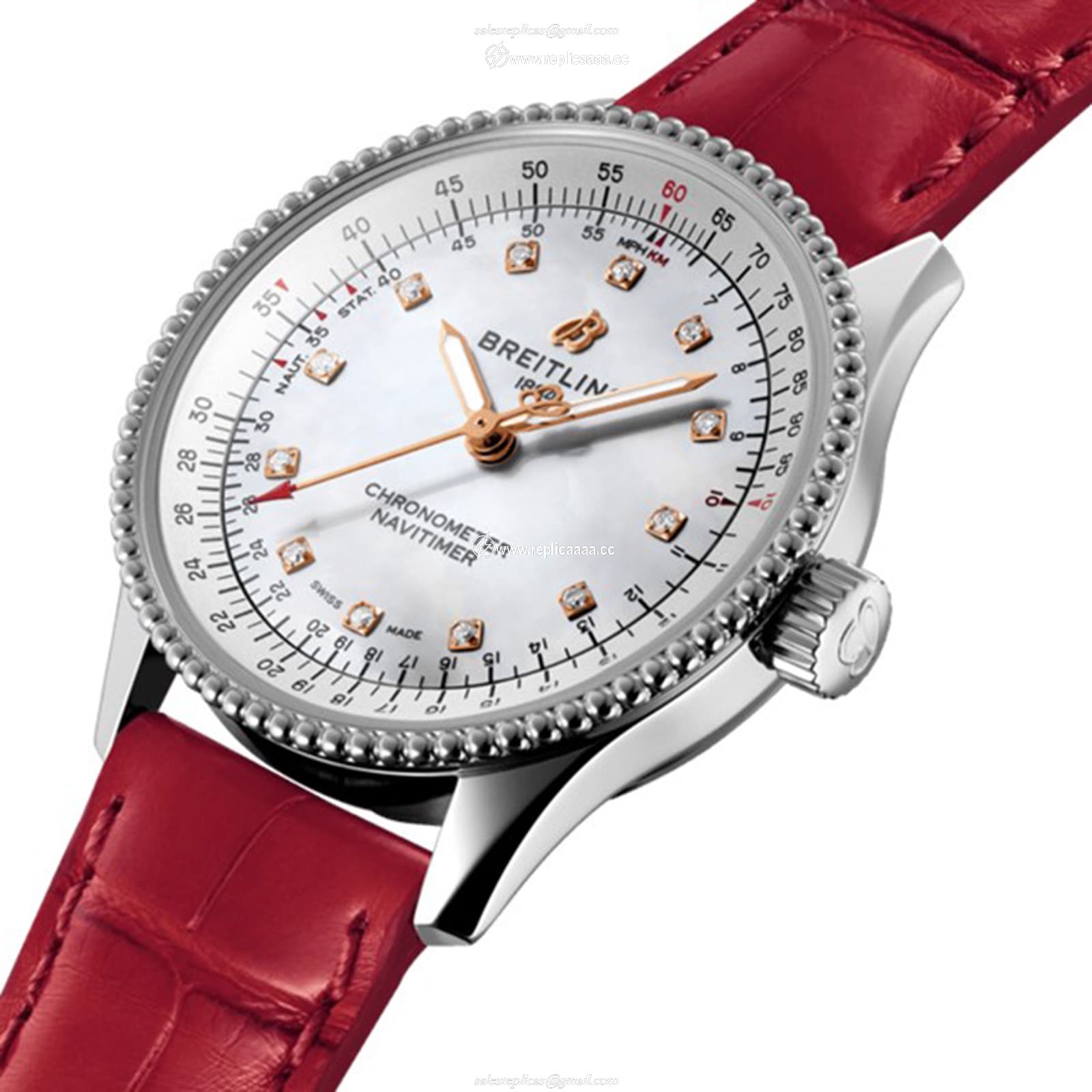 Replica Breitling Navitimer Automatic 35 Stainless Steel Mother of Pearl details A17395211A1P6