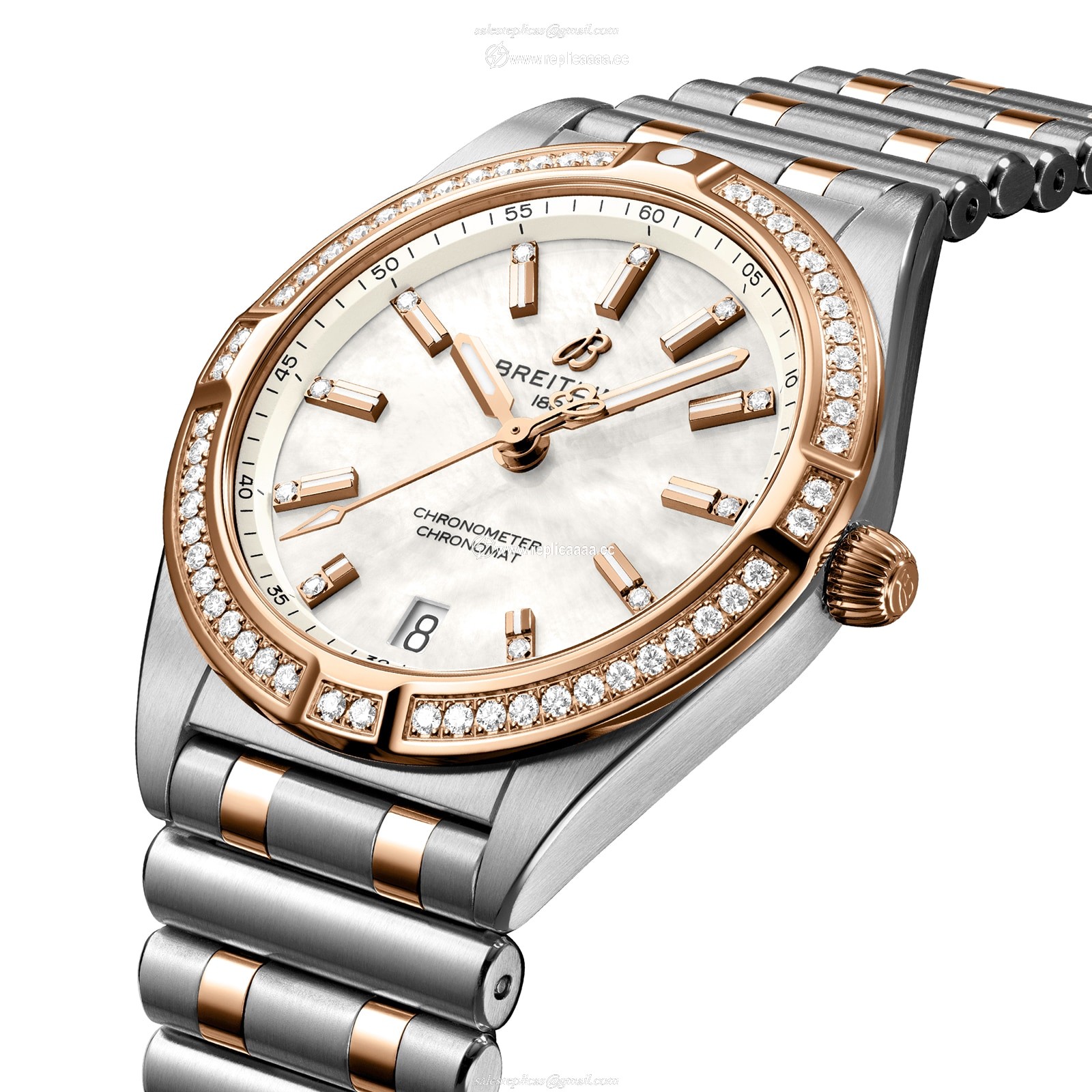 Replica Breitling Chronomat 32 Stainless Steel 18k Red Gold (Gem-set) - Mother of Pearl details U77310591A2U1 2 Replica Breitling Chronomat 32 Stainless Steel 18k Red Gold (Gem-set) - Mother of Pearl details U77310591A2U1