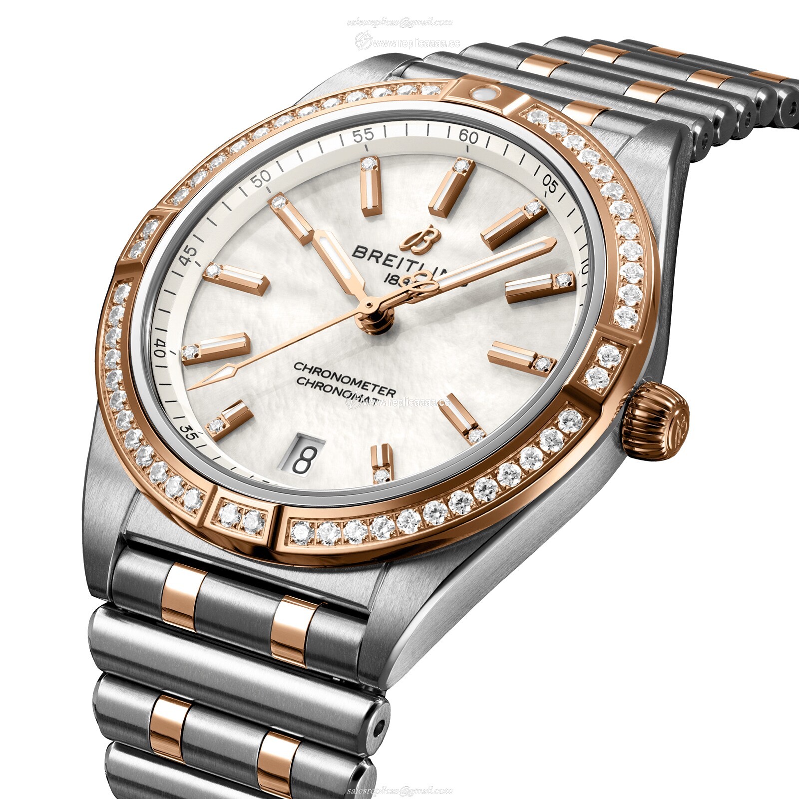 Replica Breitling Chronomat Automatic 36 Stainless Steel 18k Red Gold (Gem-set) - Mother of Pearl details U10380591A2U1 2 Replica Breitling Chronomat Automatic 36 Stainless Steel 18k Red Gold (Gem-set) - Mother of Pearl details U10380591A2U1