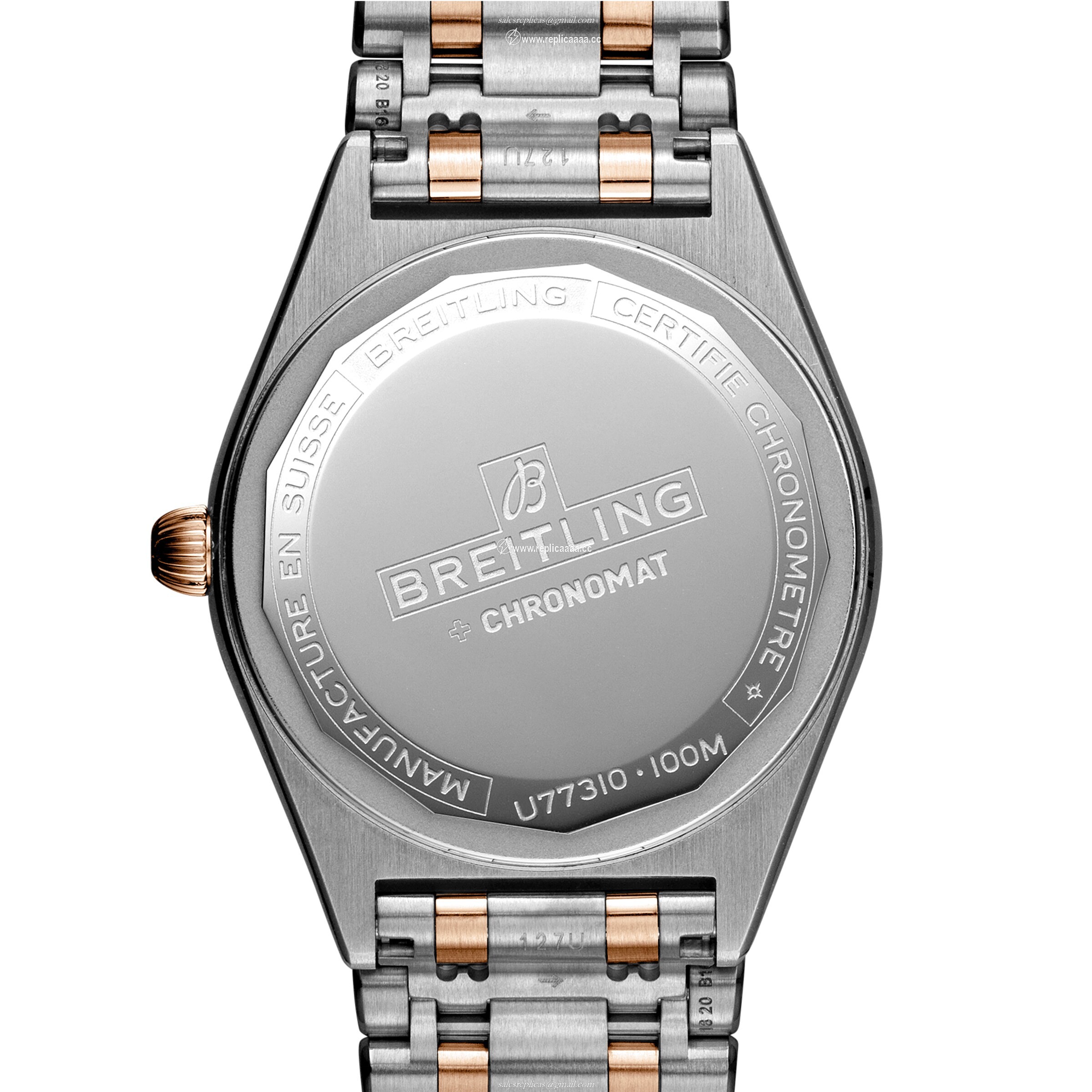 Replica Breitling Chronomat 32 Stainless Steel 18k Red Gold details U77310101A1U1 2 Replica Breitling Chronomat 32 Stainless Steel 18k Red Gold details U77310101A1U1