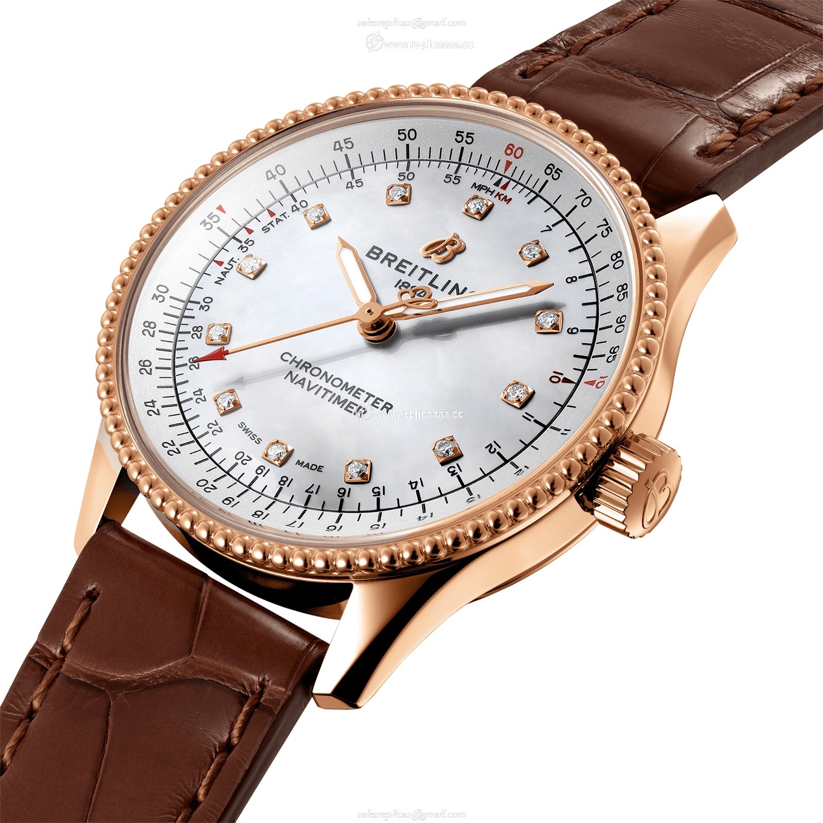 Replica Breitling Navitimer Automatic 35 18k Red Gold - Mother of Pearl details R17395211A1P1