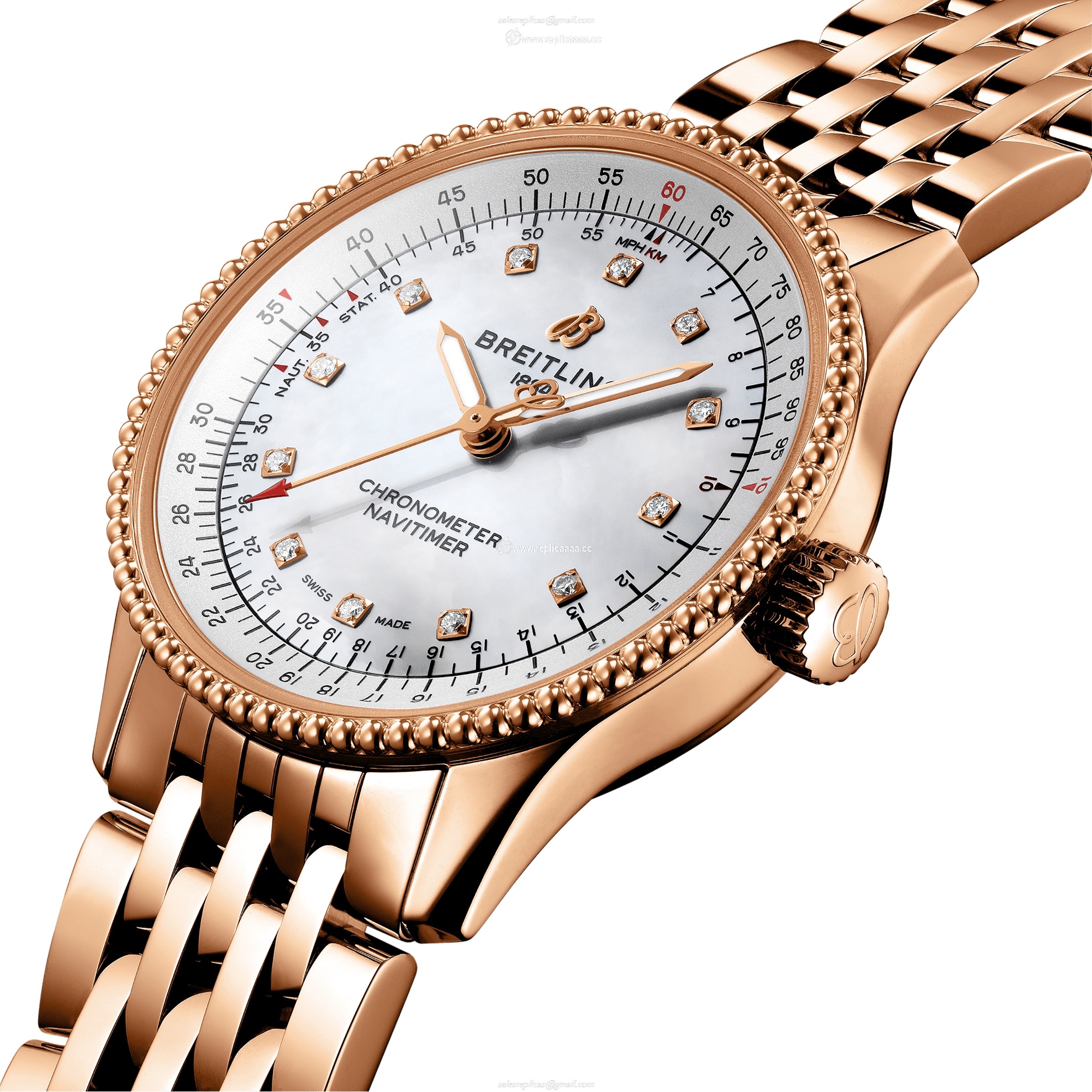 Replica Breitling Navitimer Automatic 35 18ct Red Gold Mother of Pearl details R17395211A1R1 2 Replica Breitling Navitimer Automatic 35 18ct Red Gold Mother of Pearl details R17395211A1R1