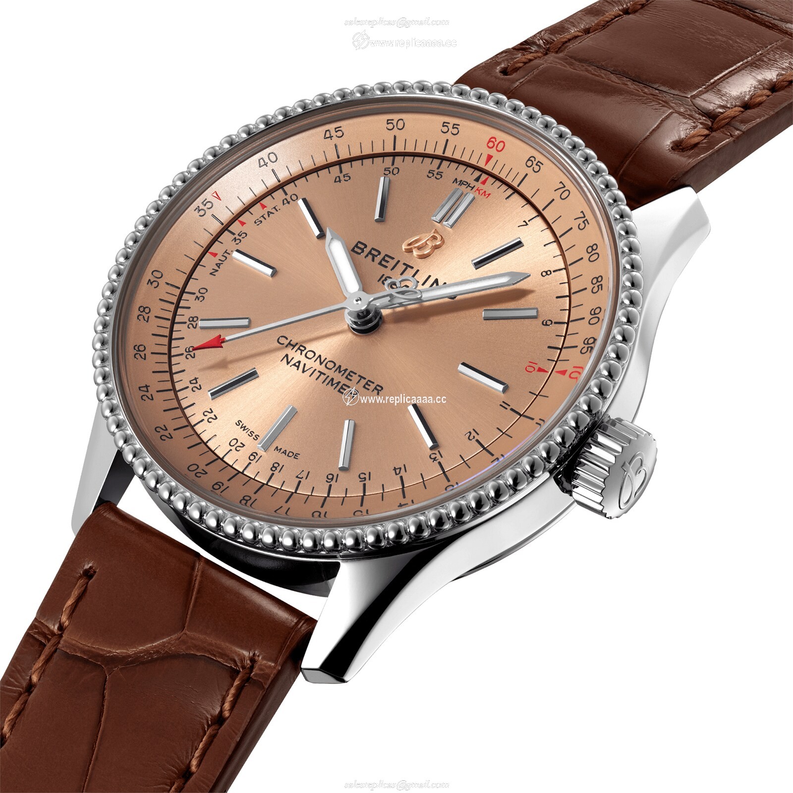 Replica Breitling Navitimer Automatic 35 Stainless Steel Leather Strap details A17395201K1P1
