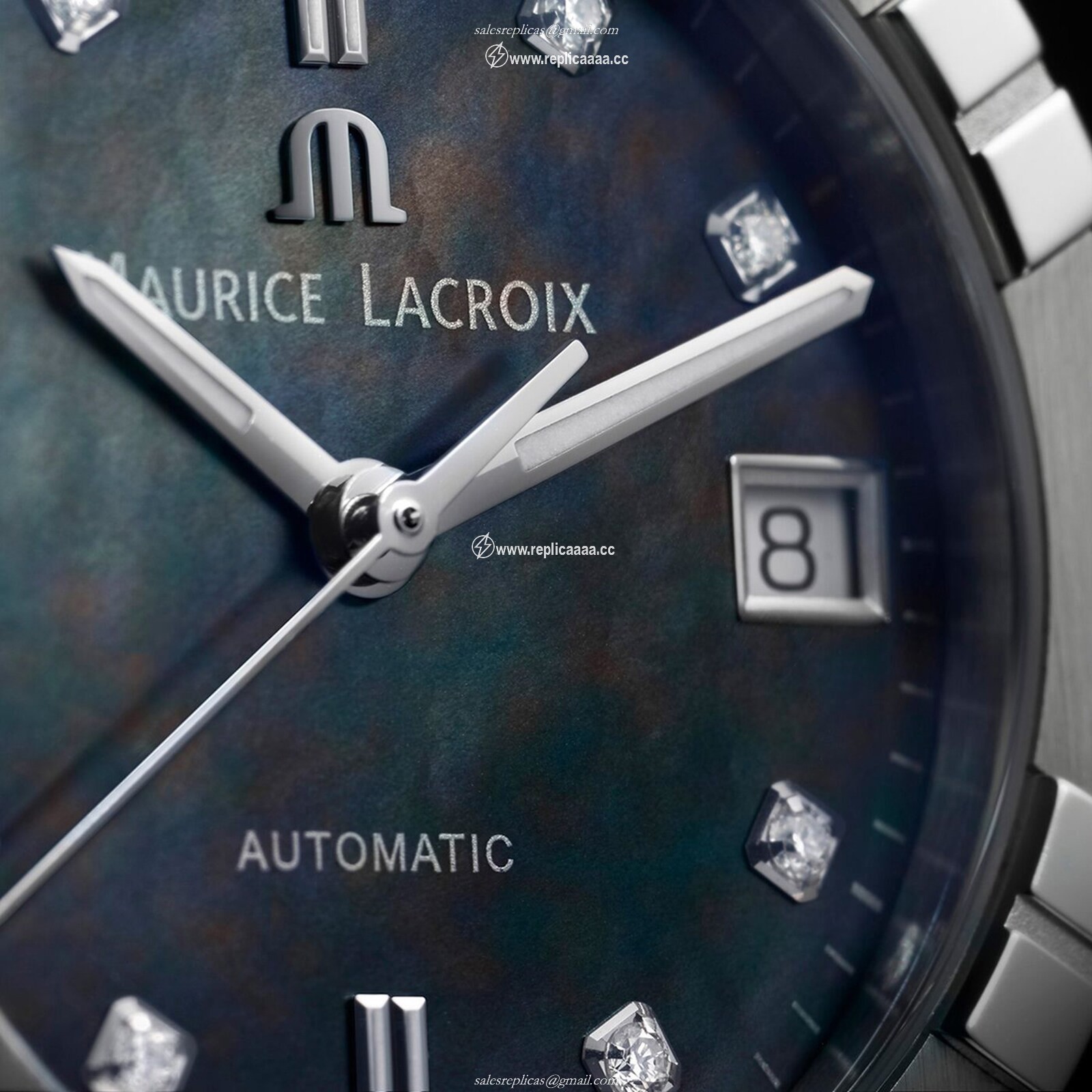 Replica Maurice Lacroix Aikon Automatic Date 35mm Ladies details Black Mother Of Pearl AI6006-SS002-370-1 2 Replica Maurice Lacroix Aikon Automatic Date 35mm Ladies details Black Mother Of Pearl AI6006-SS002-370-1