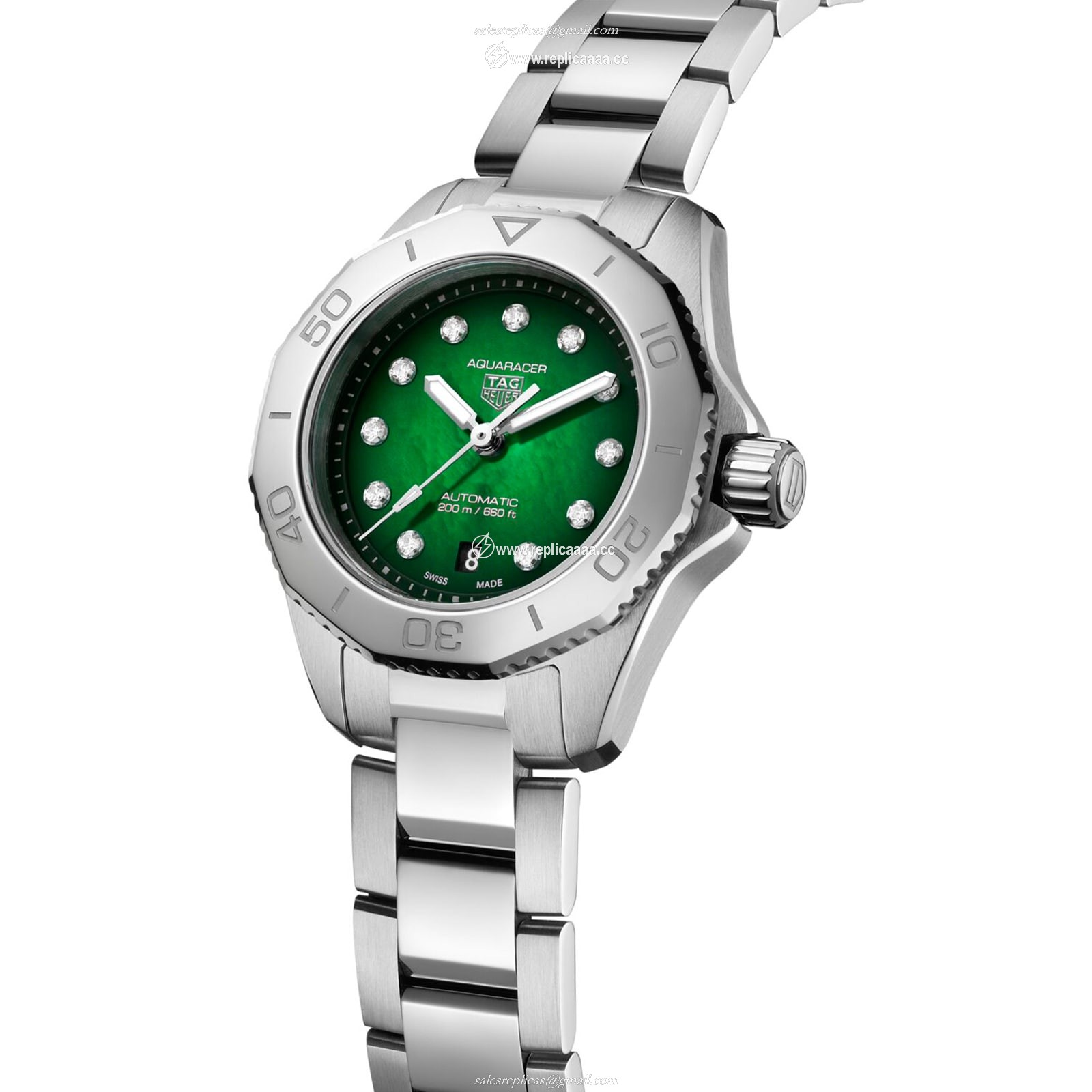 Replica TAG Heuer Aquaracer Professional 200 30mm Ladies details Green WBP2415.BA0622