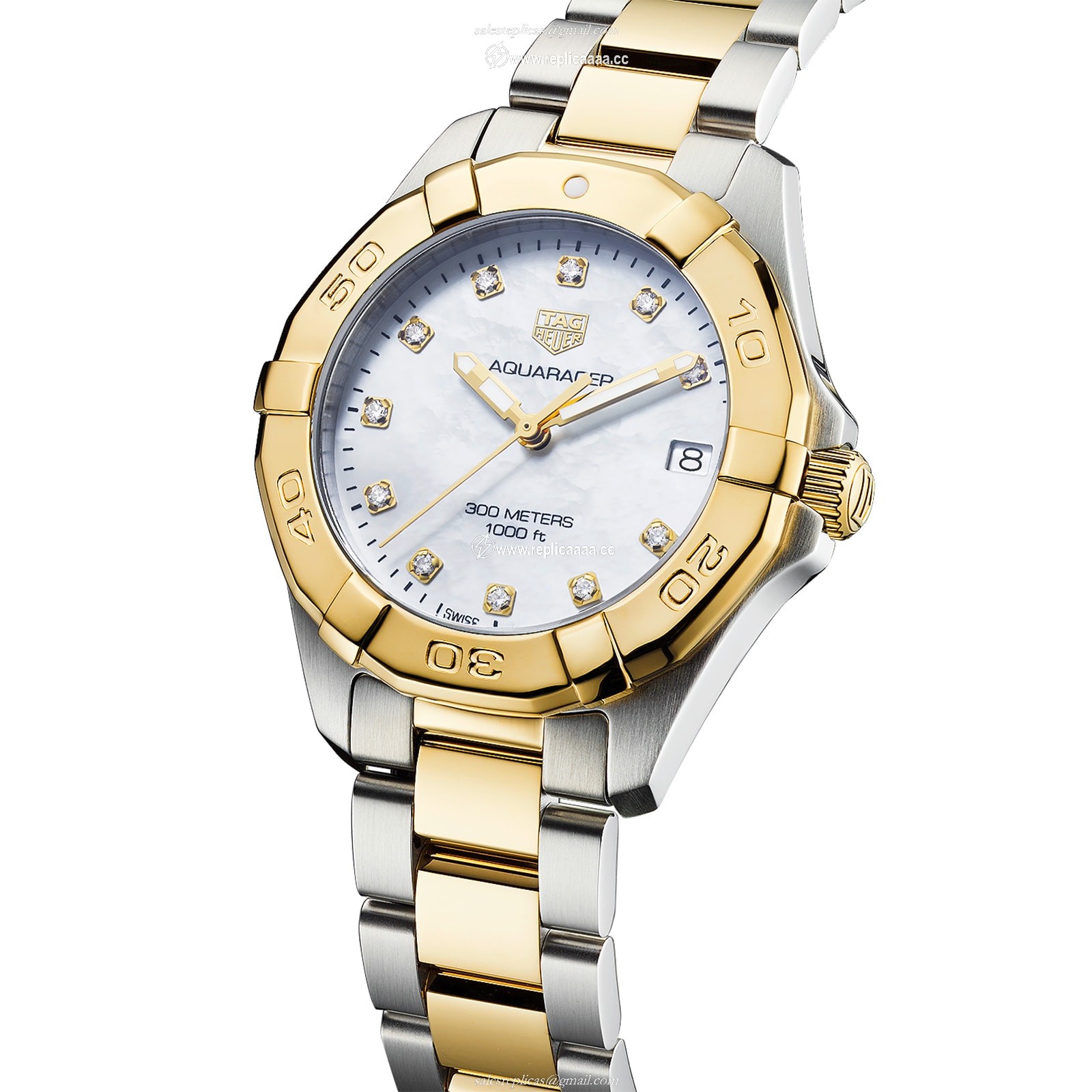 Replica TAG Heuer Aquaracer 300 Quartz 32mm Ladies details Diamond Dot WBD1322.BB0320 2 Replica TAG Heuer Aquaracer 300 Quartz 32mm Ladies details Diamond Dot WBD1322.BB0320