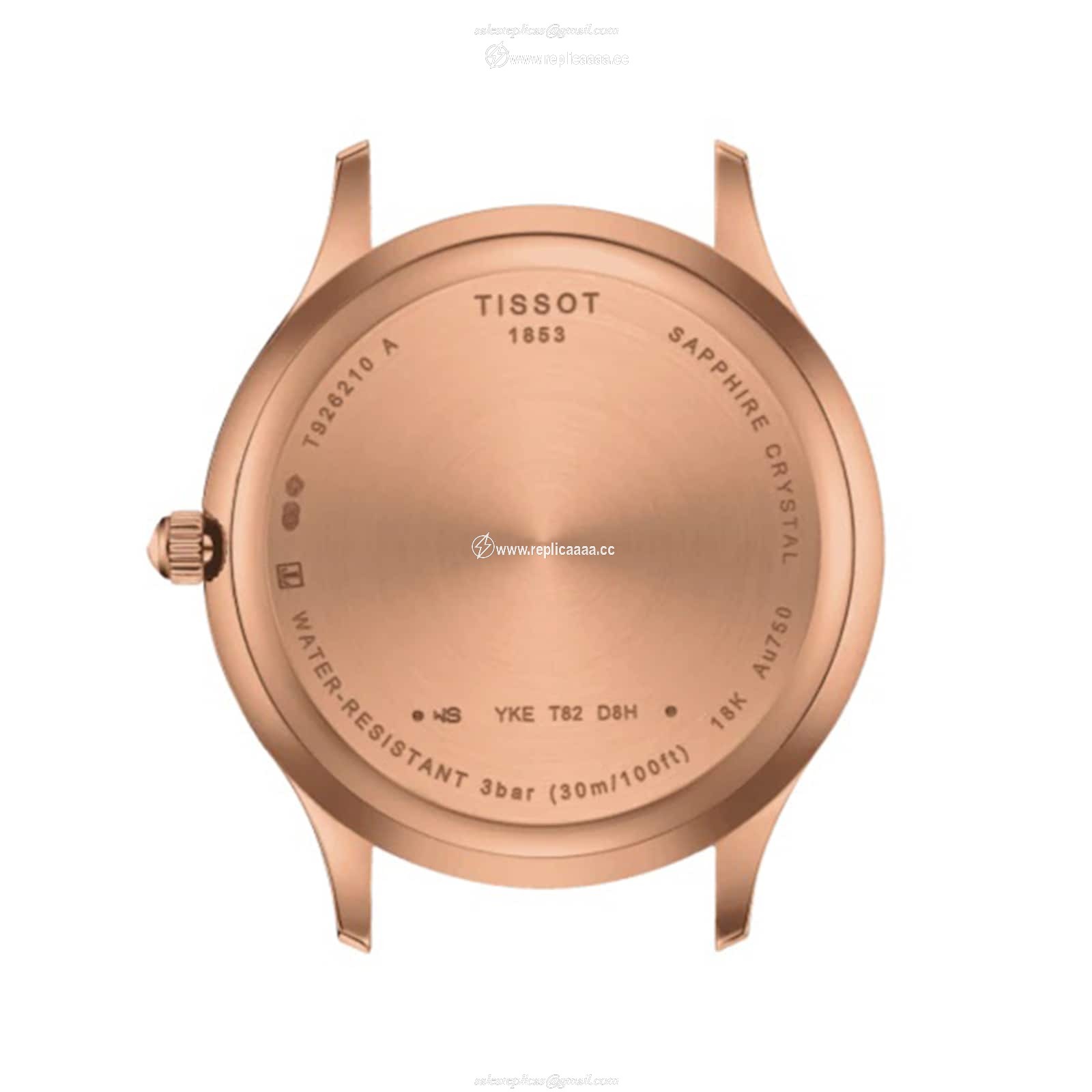 Replica Tissot T-Gold Excellence Lady 18K Gold 32mm Ladies details Blue T9262107604100