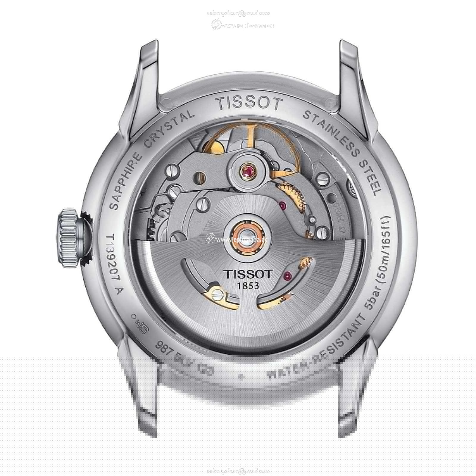 Replica Tissot Chemin des Tourelles Powermatic 80 34mm Ladies details Mother Of Pearl T1392071611100