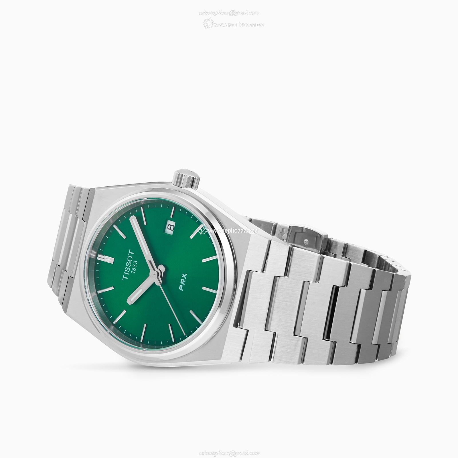 Replica Tissot T-Classic PRX 35mm Unisex details Green T1372101108100 2 Replica Tissot T-Classic PRX 35mm Unisex details Green T1372101108100